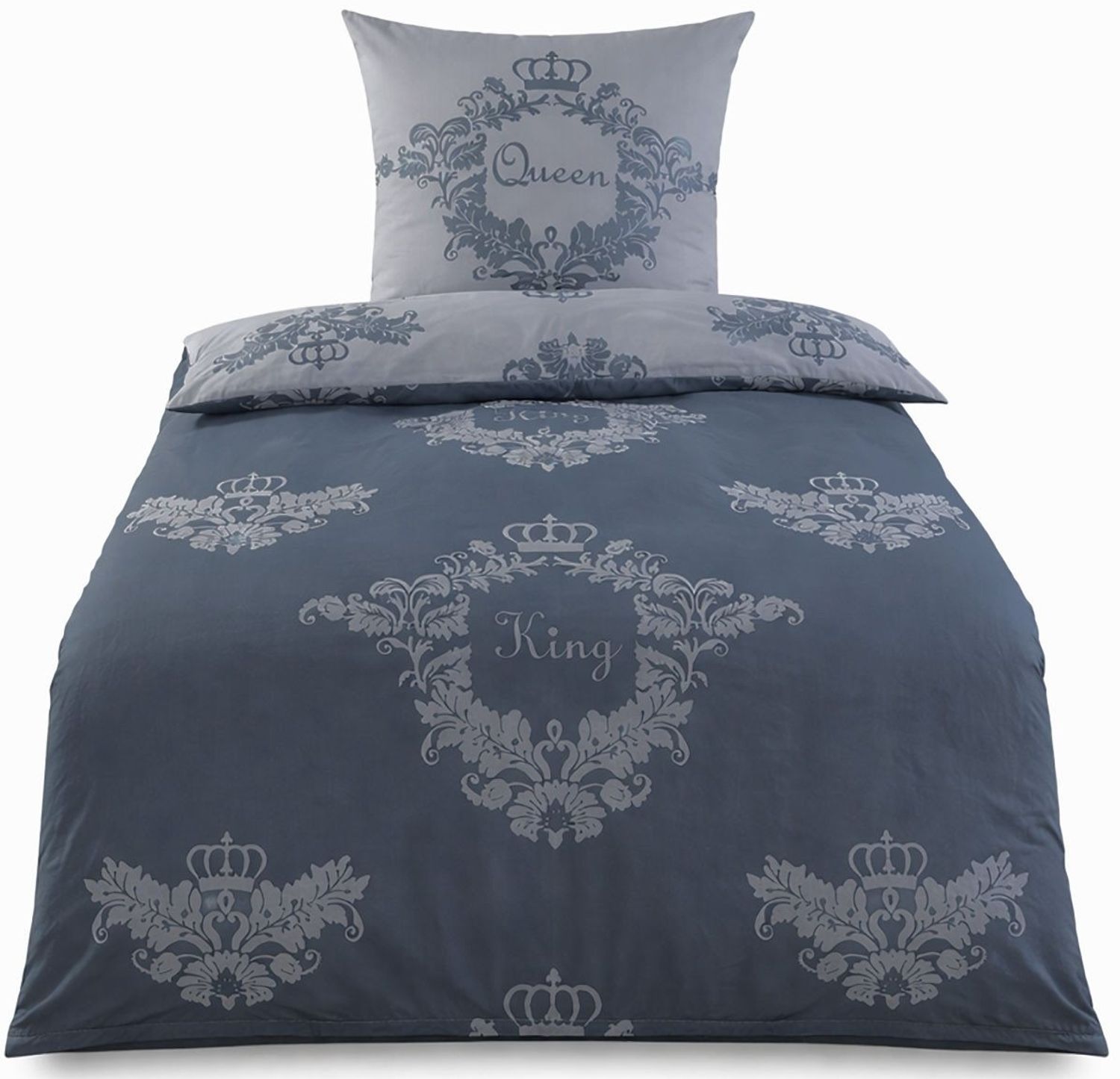 KH-Haushaltshandel Bettwäsche 4-tlg. Renforce Partner Wende Bettwäsche, 2x(135x200 + 80x80cm), Renforcé, 4 teilig, Renforcé Baumwolle, Partner Bettwäsche Queen+King Bild 1