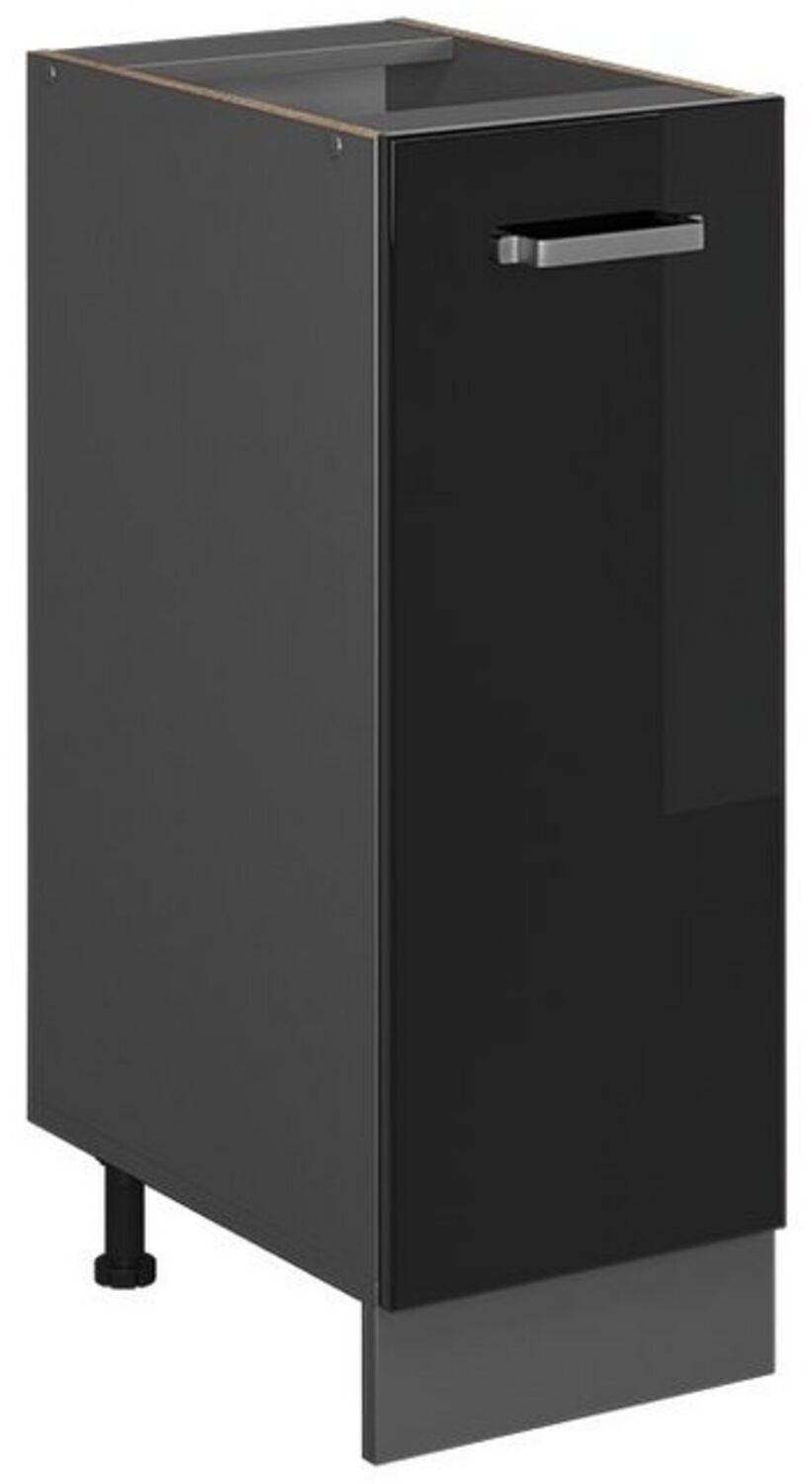Apothekerschrank R-Line Schwarz Hochglanz 30 cm ohne Arbeitsplatte Vicco Bild 1