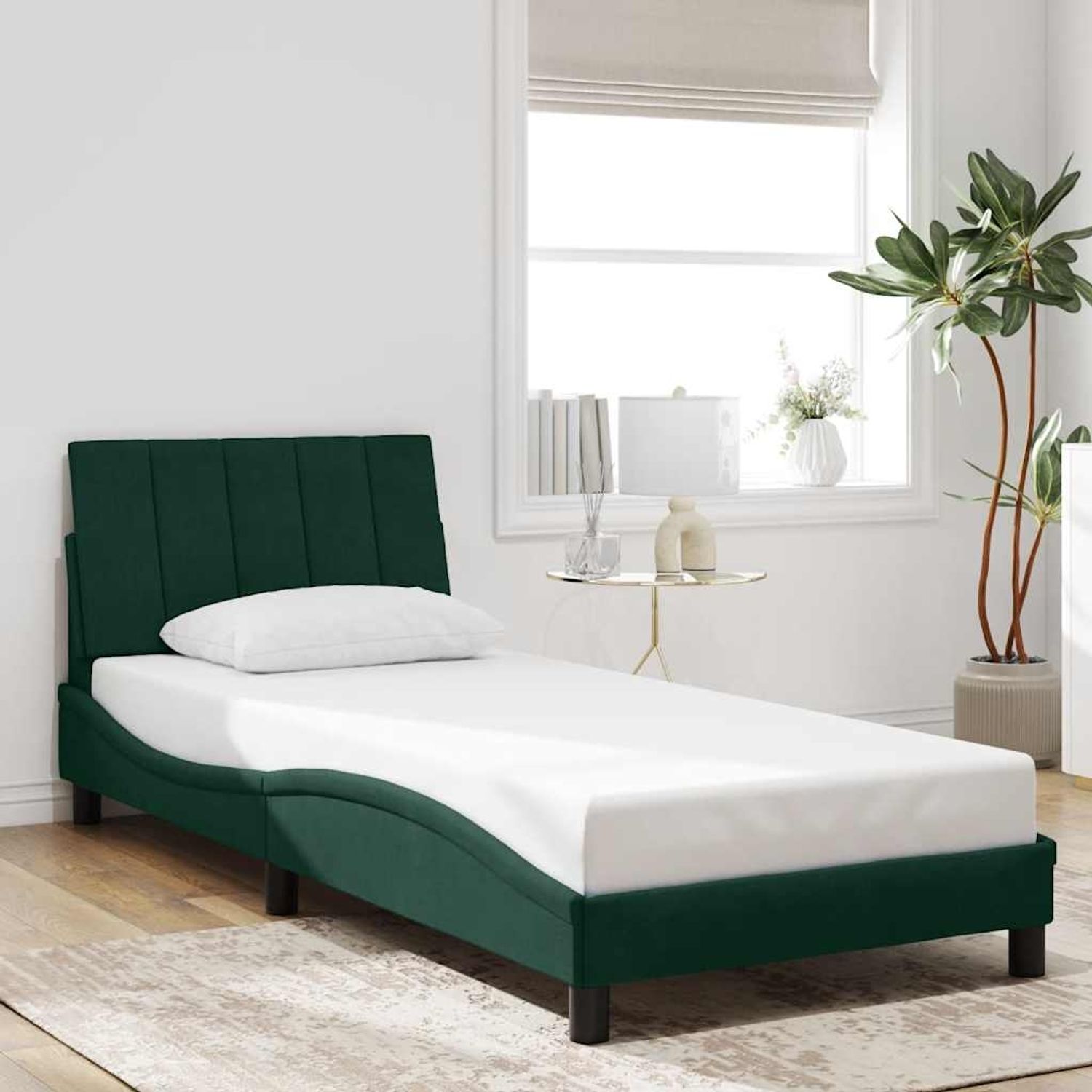 vidaXL Bettgestell ohne Matratze "Hanko" Dunkelgrün 80x200 cm Samt 3207816 Bild 1