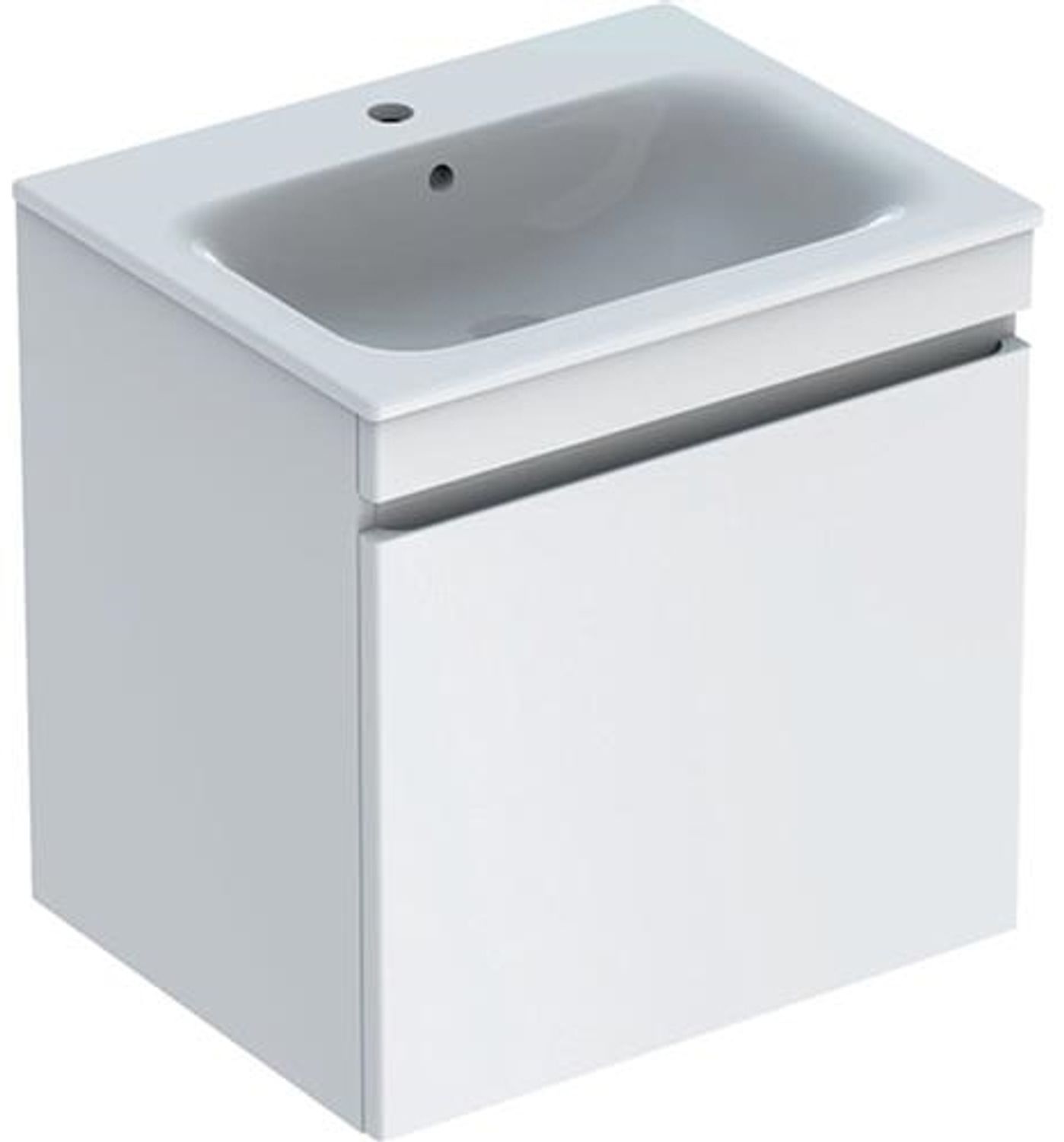Geberit Renova Plan Set mit Waschtisch u. Unterschrank ,1 Schublade, 55 x 62,2 x 48 cm, 501914, Farbe: Waschtisch: Weiß / KeraTect, Front/Korpus: weiß / lackiert hochglänzend - 501.914.01.8 Bild 1