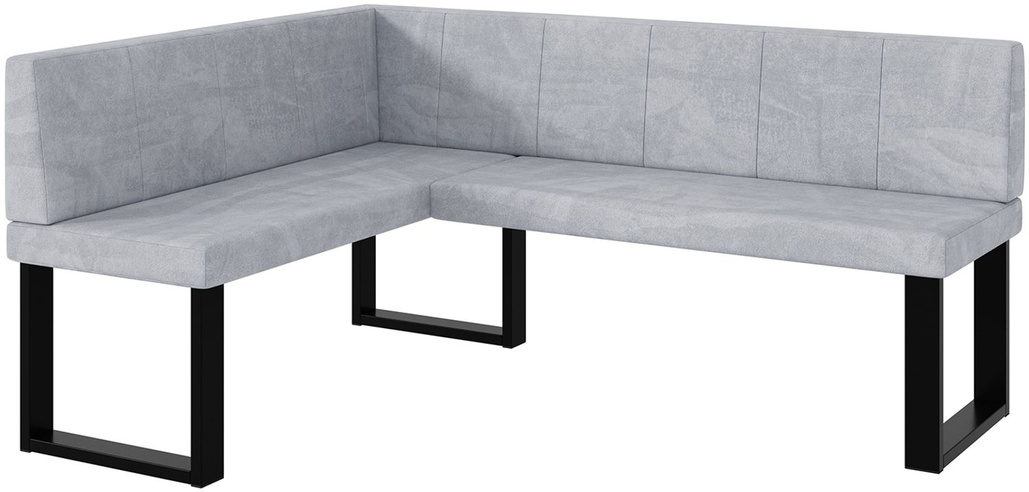 MEBLINI Eckbank für Esszimmer - Küchenbank - Essecke - Sitzecke Küche - PETER - U-Beine 128x168x87cm Links - Hellgrau Samt Bild 1