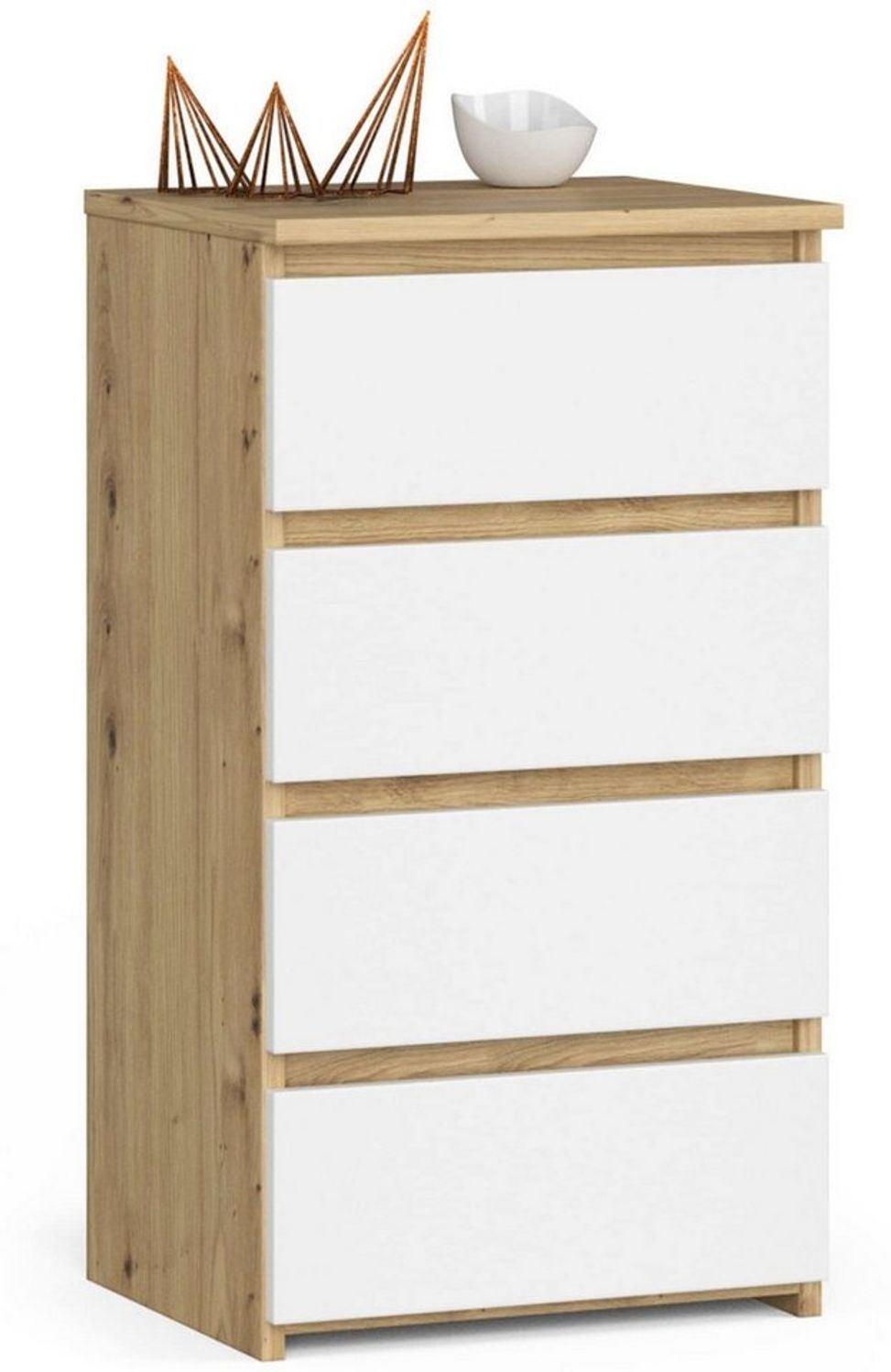 Milord FURNITURE Kommode mit 4 Schubladen 40 cm breit Holz Schrank B40xH74xT35 cm (Highboard Anrichte Schlafzimmer Wohnzimmer Flur Büro Organizer) Bild 1