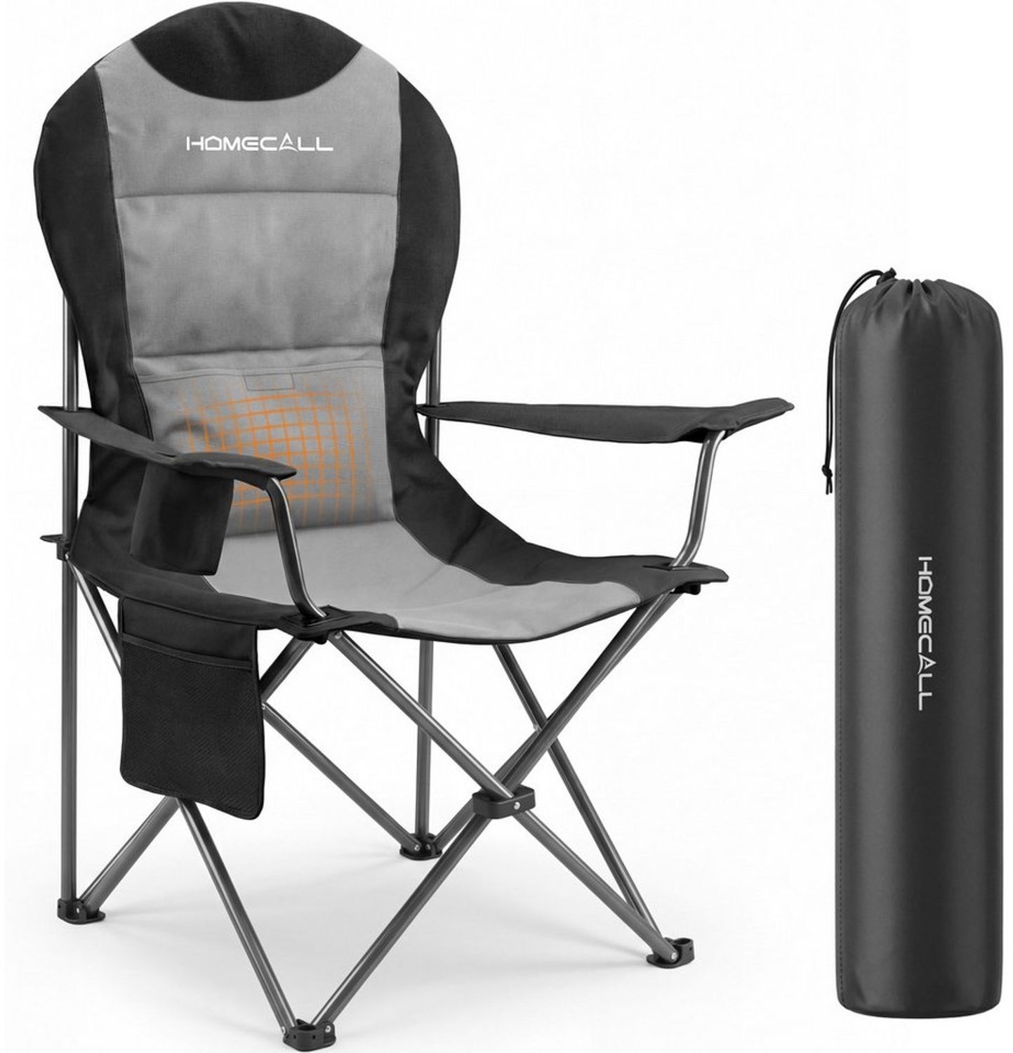 HOMECALL Campingstuhl Hochlehner 110cm mit Lendenwirbelstütze Klappstuhl Angelstuhl Faltbar (Bis 150kg, gepolstert, faltbar, stabil, 1 St), für Camp Garten Balkon Bild 1