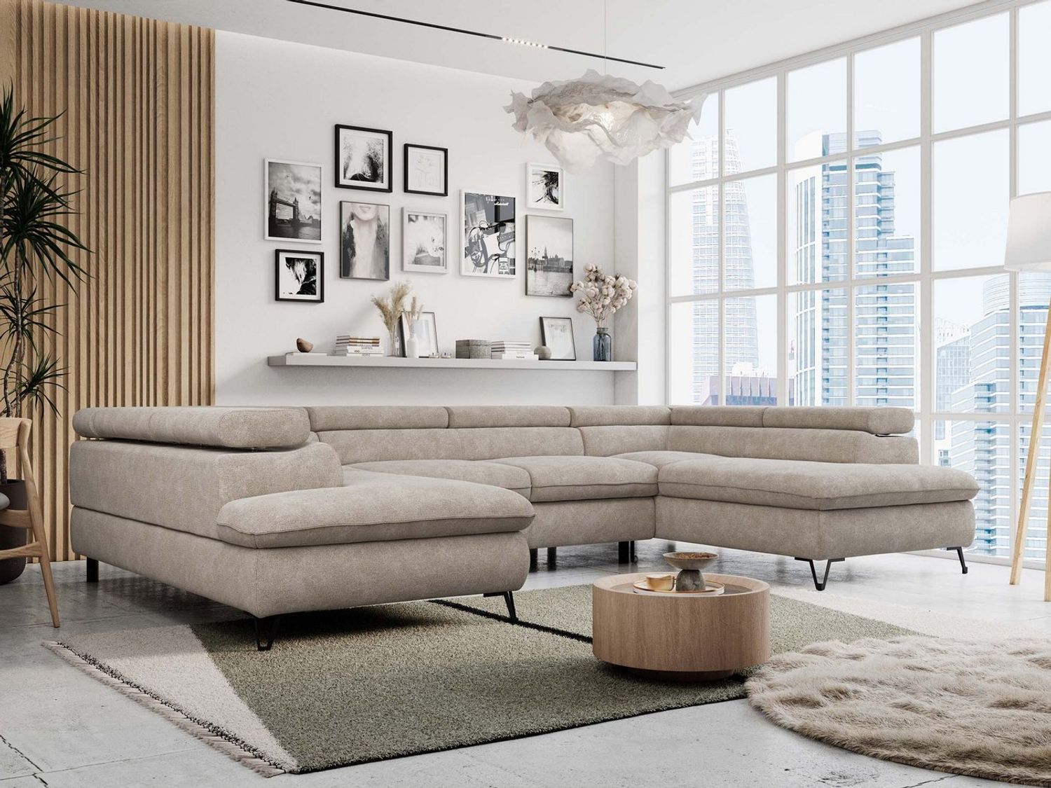 MKS MÖBEL Ecksofa PETER U, Set, Ecksofa U-Form, Wellenfedern, HR35-Schaum, form, Sofa big XXL, Bettkasten, Bettfunktion, Einstellbare Kopfstützen Bild 1