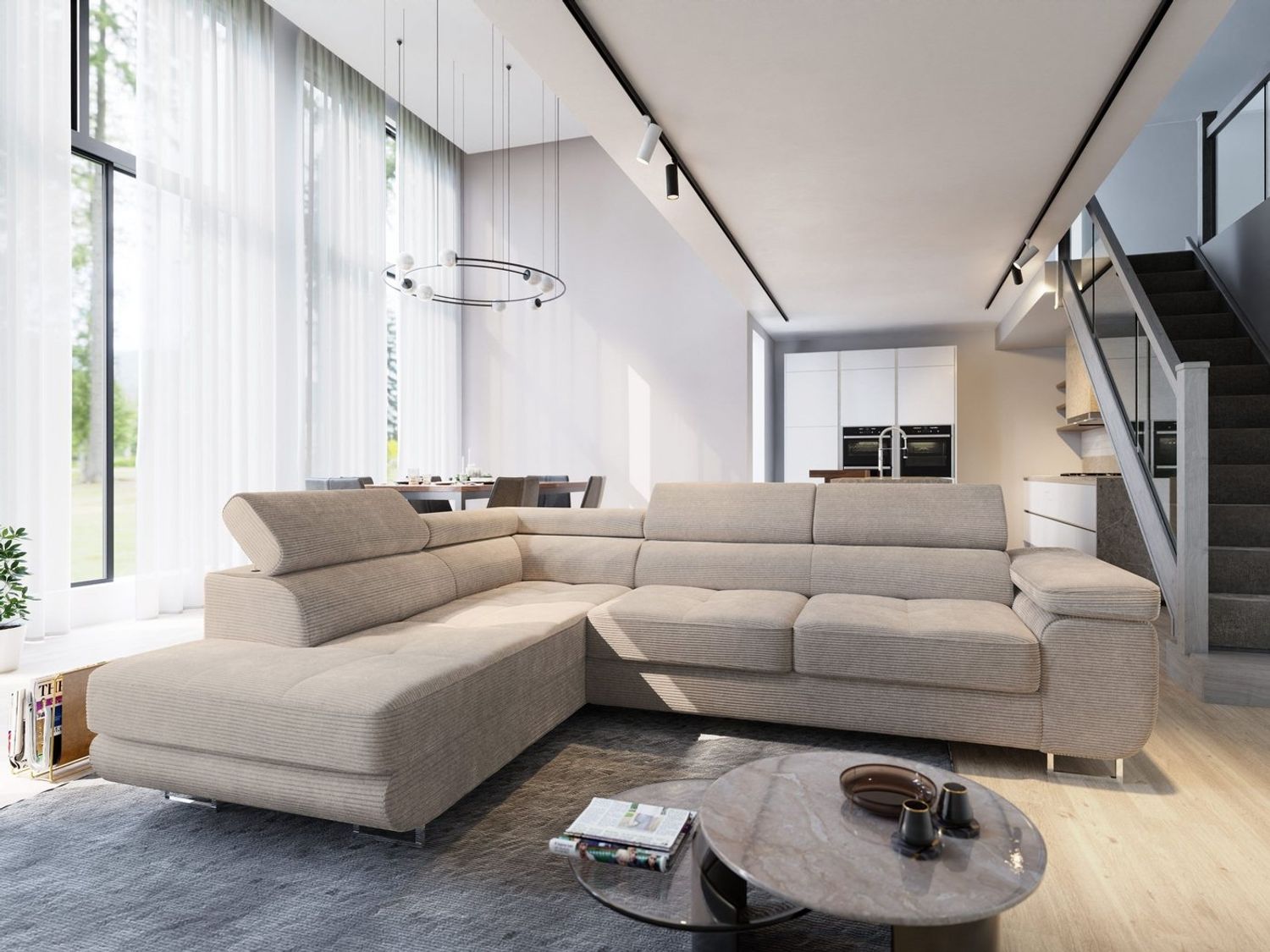 Masseno Ecksofa APIRO mit Schlaffunktion L-Form, Sofa mit Bettkasten Bild 1