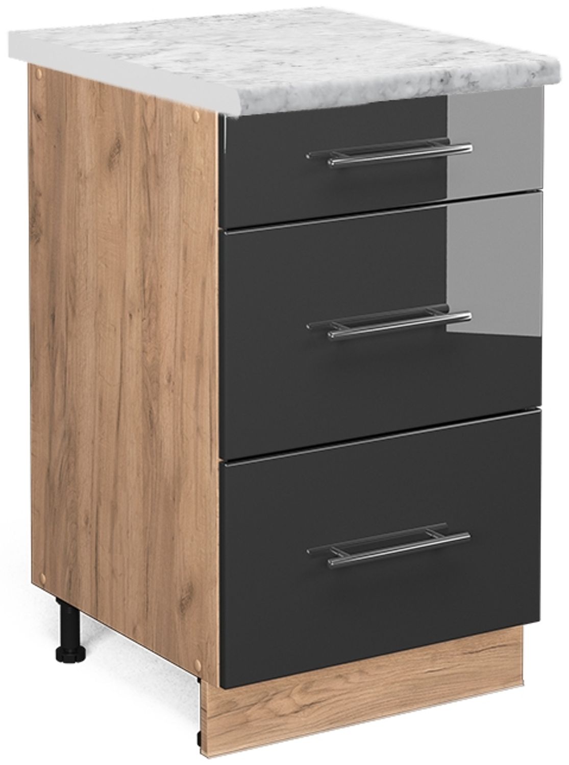 Küchenunterschrank Fame-Line Anthrazit Hochglanz 50 cm , AP Marmor Vicco Bild 1