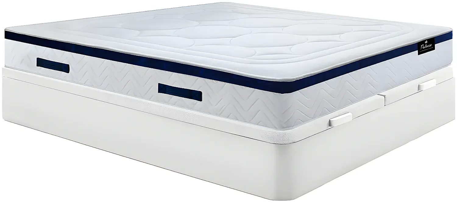 Vente-unique - MARQUIS Mattress and bed base set Stoff Weiß - B 180 cm x H 30 cm x L 200 cm Bild 1
