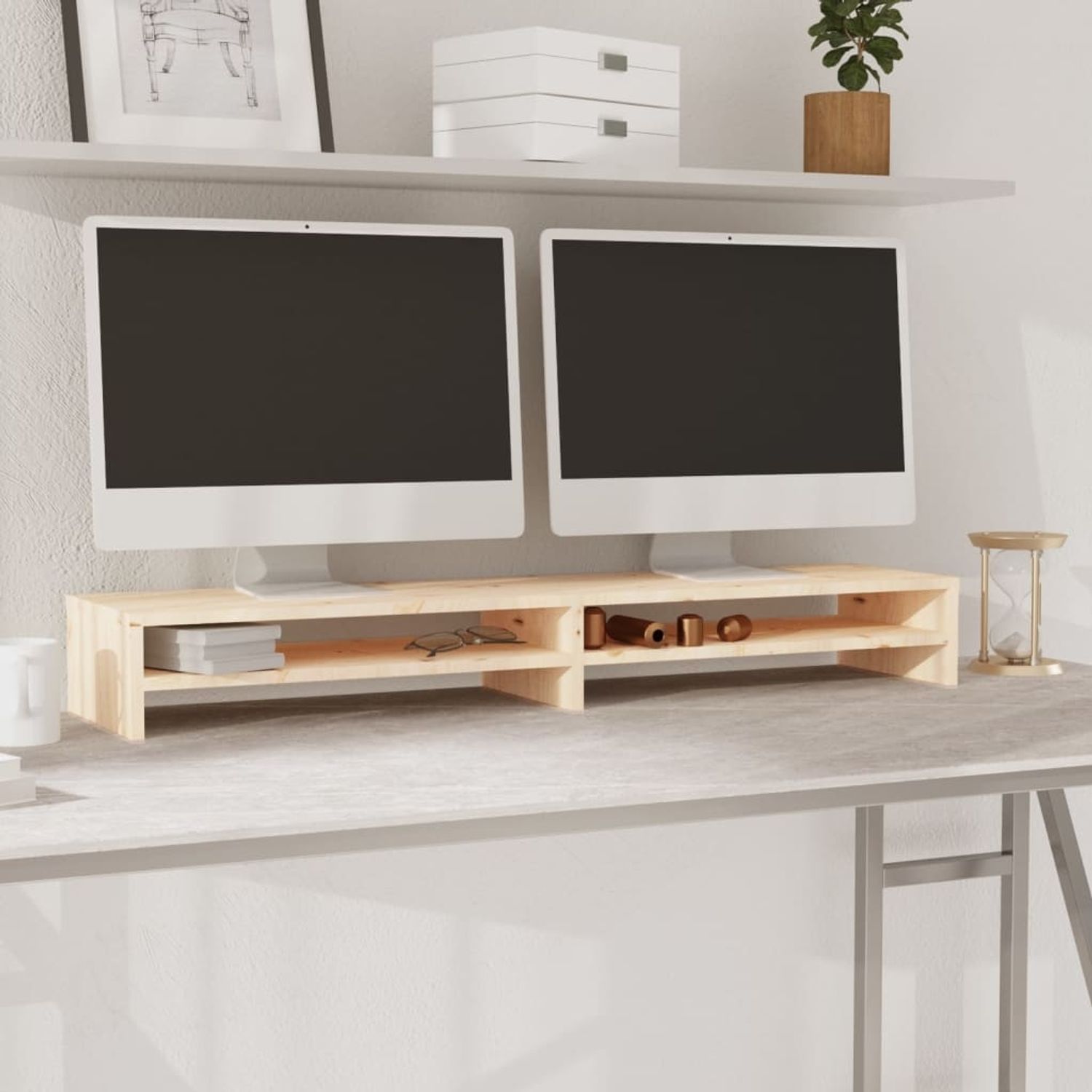 vidaXL Monitorständer 100x24x13 cm Massivholz Kiefer 813919 Bild 1