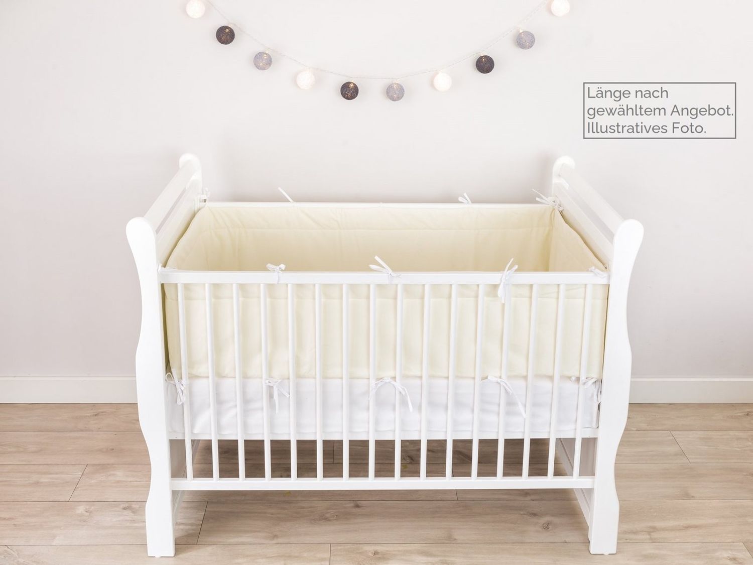 Loolay Bettnestchen ECRU BIO-Baumwolle Atmungsaktives Babybett BETTUMRANDUNG, (420, 360, 210, 180 x 30cm, LUX Babyausstattung Umrandung Kopfschutz Babybettwäsche Bettschlange), 100% Europäische Stoffe und Kleinserien-Nähen! Bild 1
