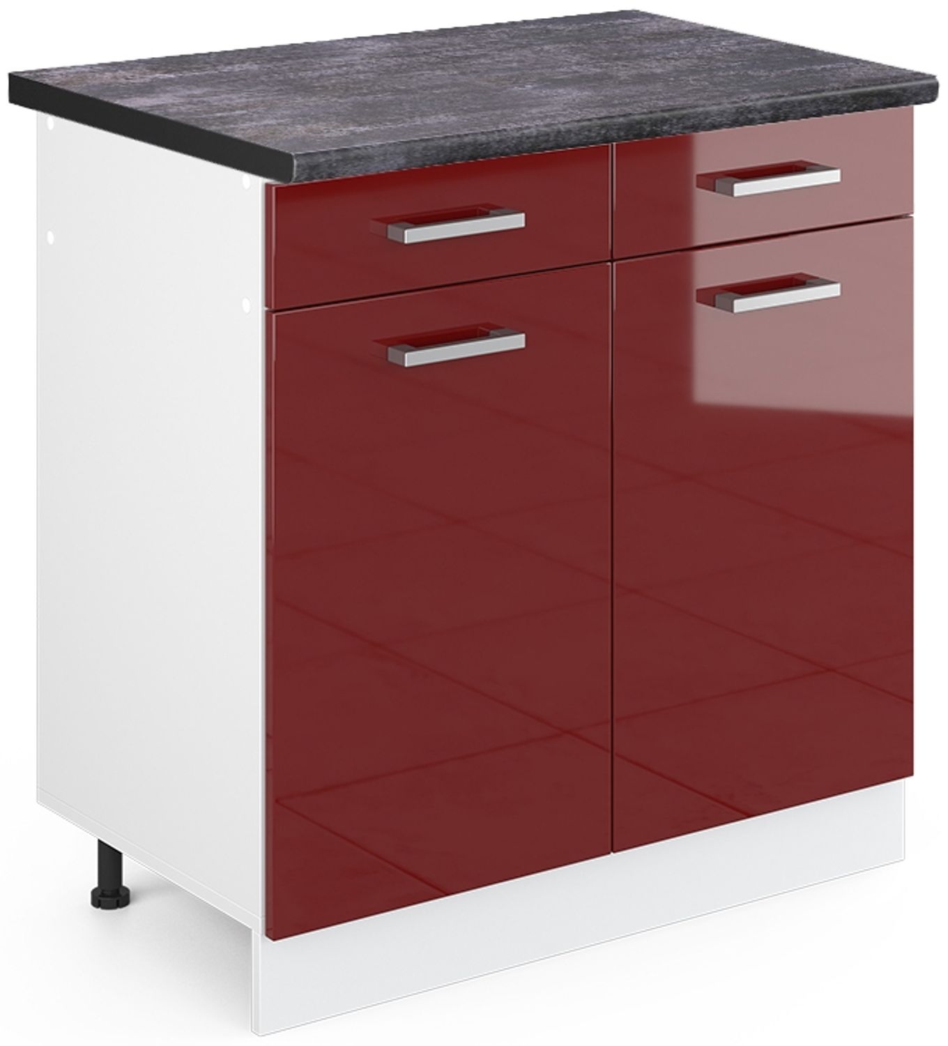 Küchenunterschrank R-Line Rot Hochglanz 80 cm , AP Anthrazit Vicco Bild 1