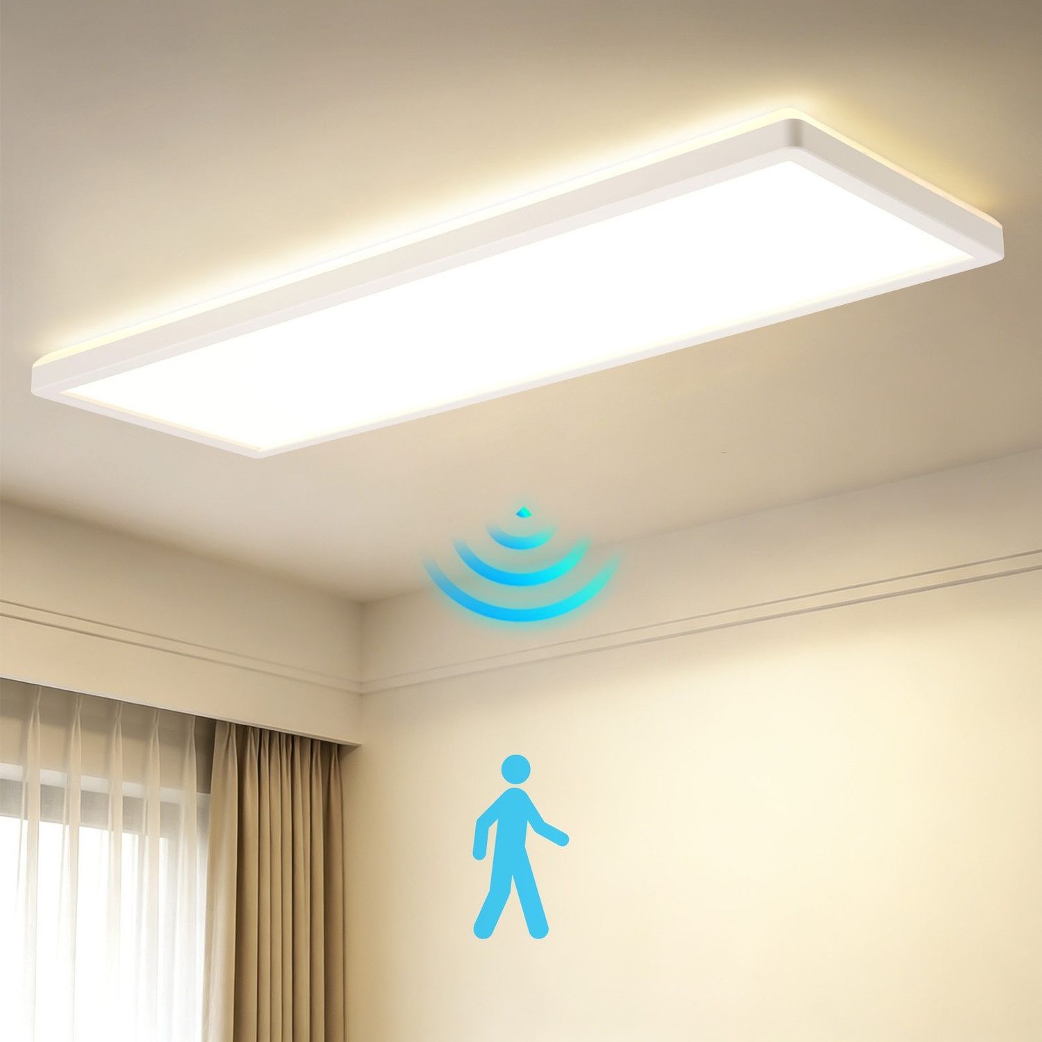 ZMH LED Deckenleuchte LED 4000K 24W mit Radar-Bewegungsmelder Deckenlampe für FlurAugenschutz, LED fest integriert, Neutralweiß, Erfassungsbereich 360°, Abstrahlwinkel 120° Bild 1