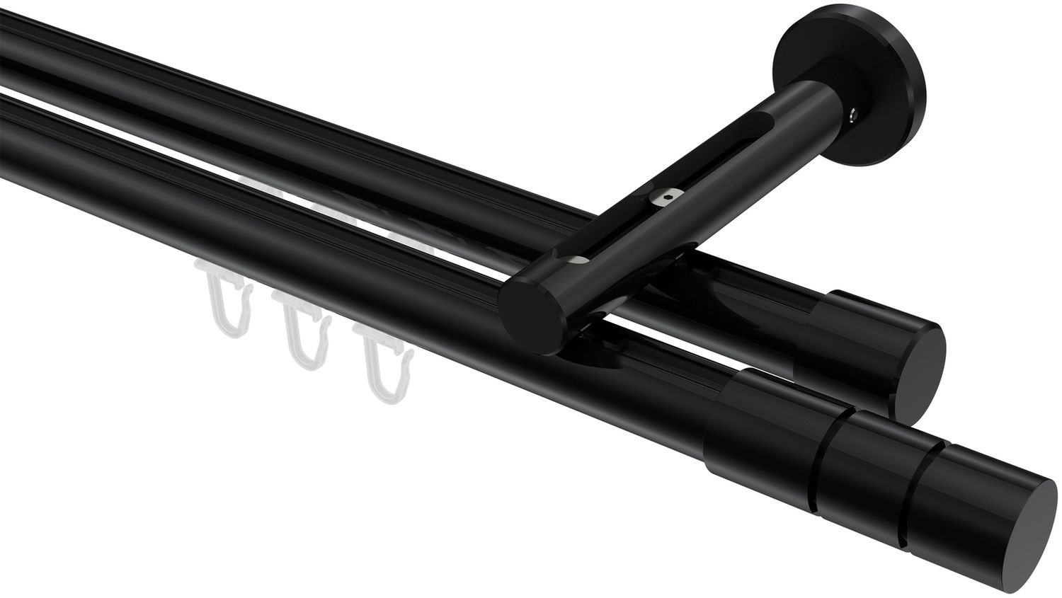 Innenlauf-Gardinenstangen-Set Siteno Elanto 160 cm, 2-läufig, 20 mm Ø Schwarz Bild 1