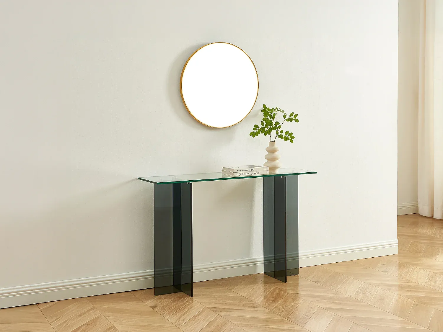 Vente-unique - BYLENA Konsole Glas TransparentGrau - B 35 cm x H 75 cm x L 120 cm Bild 1