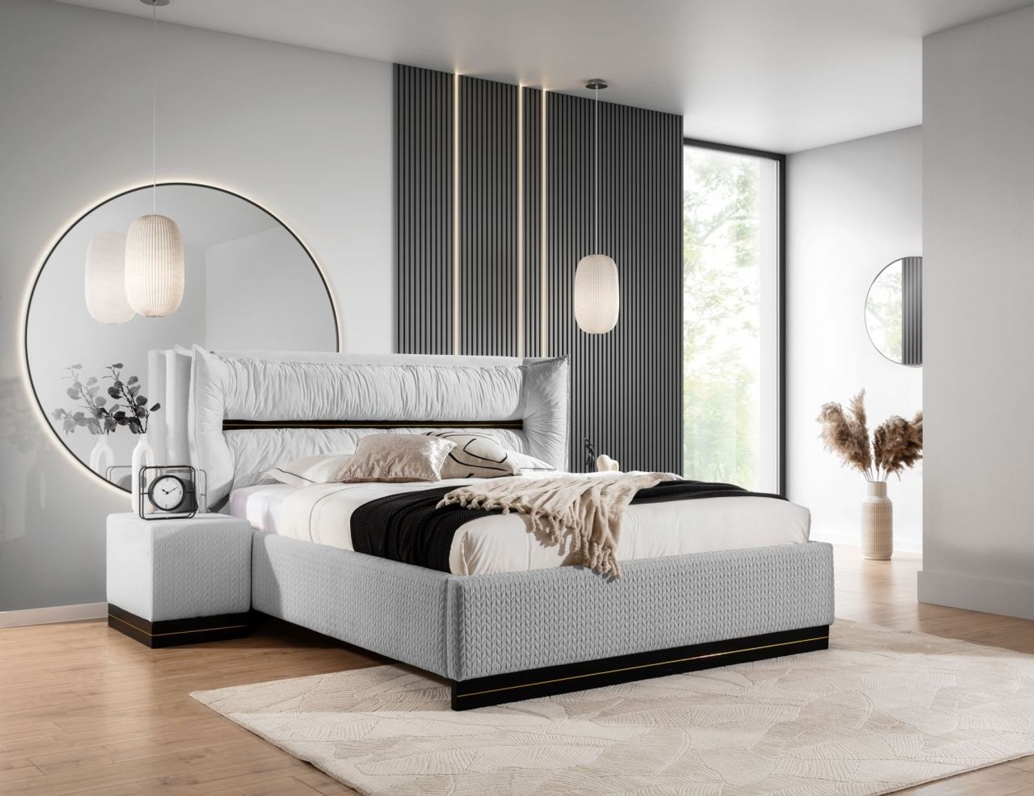 Polsterbett Doppelbett Set. 4 HAMILTON 120x200cm Stoff Magic Velvet Hellgrau Bild 1