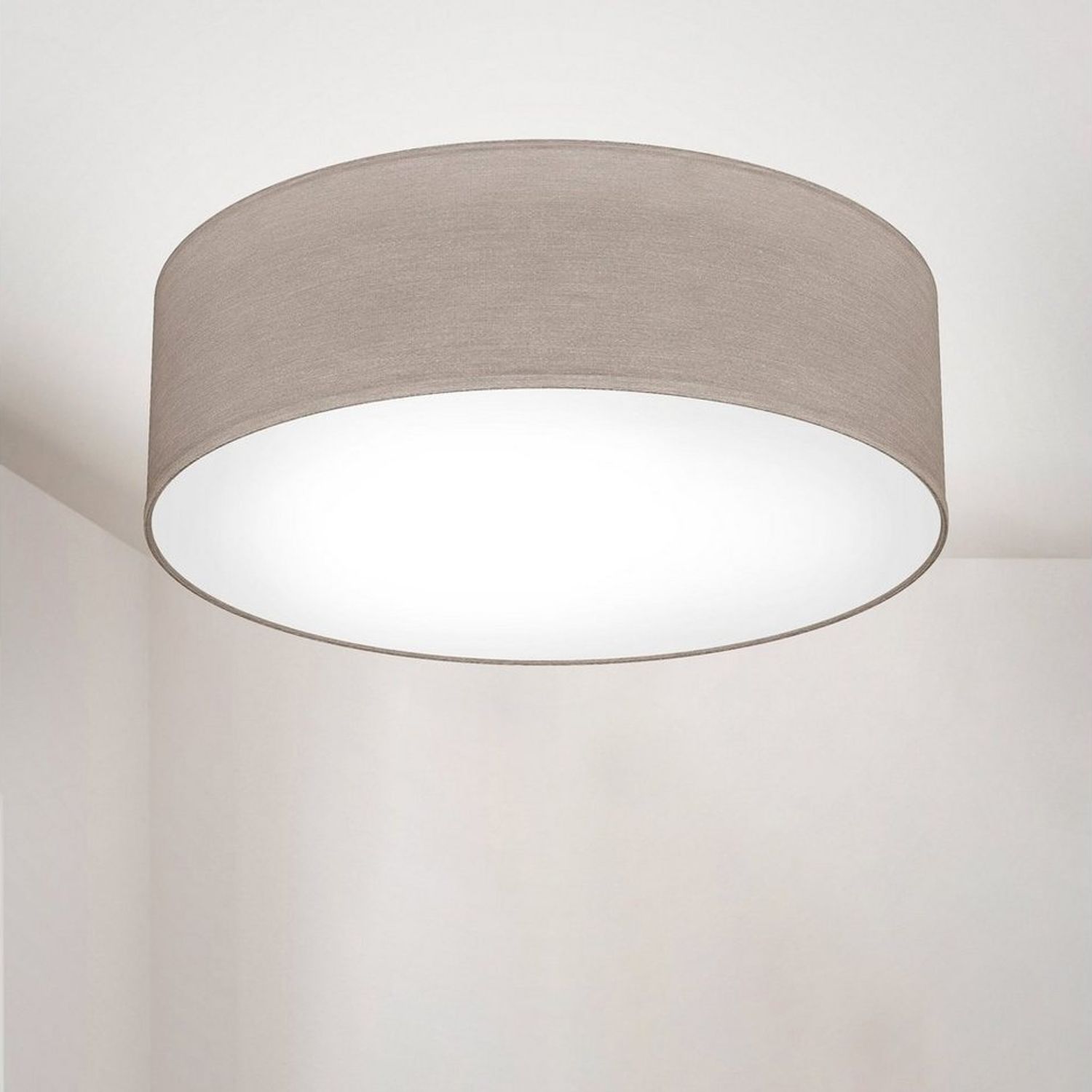 B.K.Licht Deckenleuchte Stoff-Deckenlampe 30cm 1-fammig E27 Wohnzimmer LED / Halogen - BKL1215, ohne Leuchtmittel, Abhängig vom Leuchtmittel - Warmweiß / Neutralweiß / Kaltweiß, graue Stoffdeckenleuchte mit Textilschirm Schafzimmer Küche WC Bad Bild 1