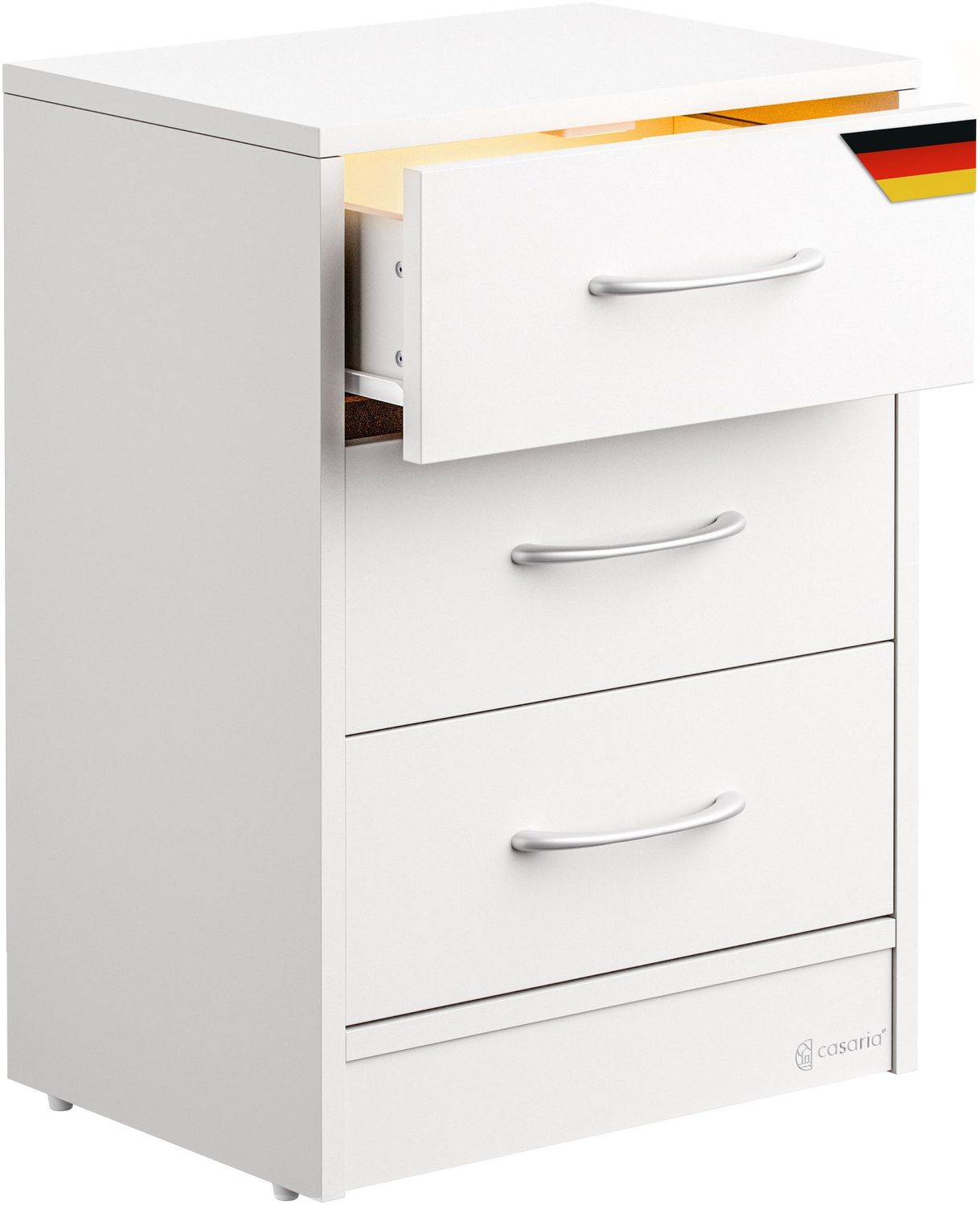 CASARIA® Nachttisch Eloise 54x39x28cm Weiß mit LED-Licht Bild 1