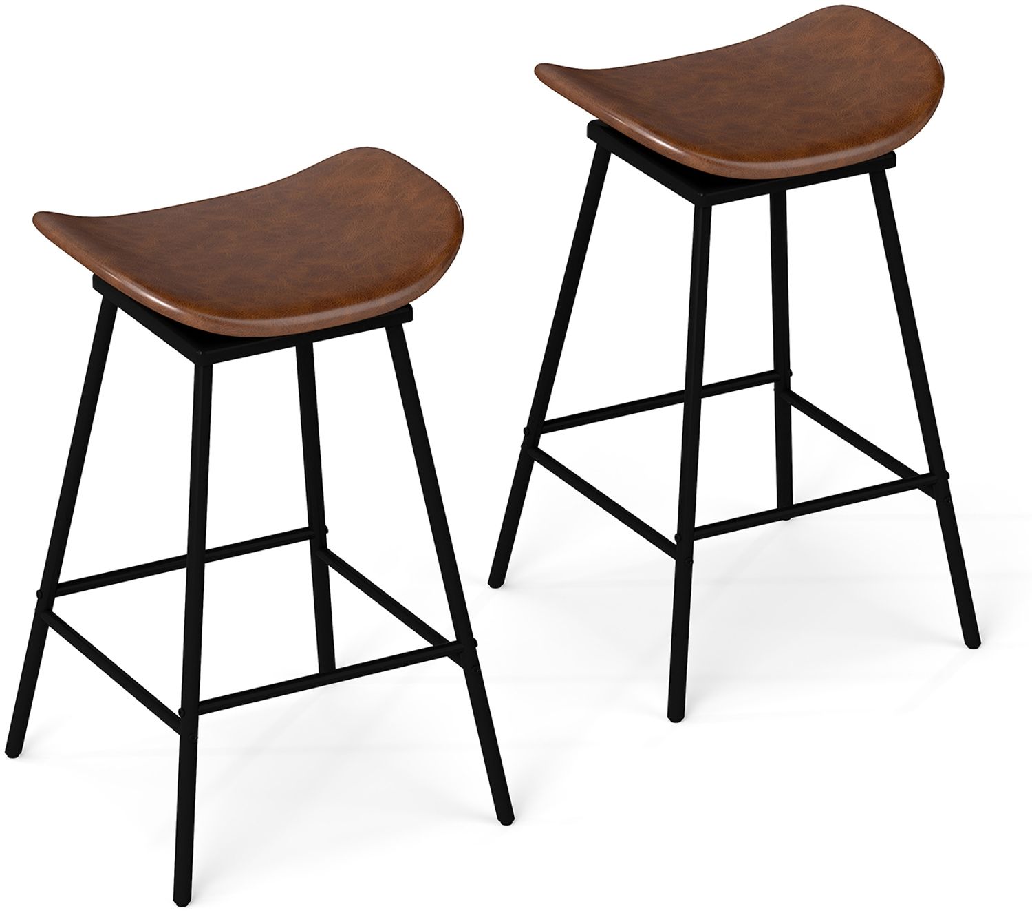 2er-Set drehbare Barhocker Hocker mit gepolstertem Kunstledersitz und Fußstütze moderne hohe Barstuhl Braun Bild 1