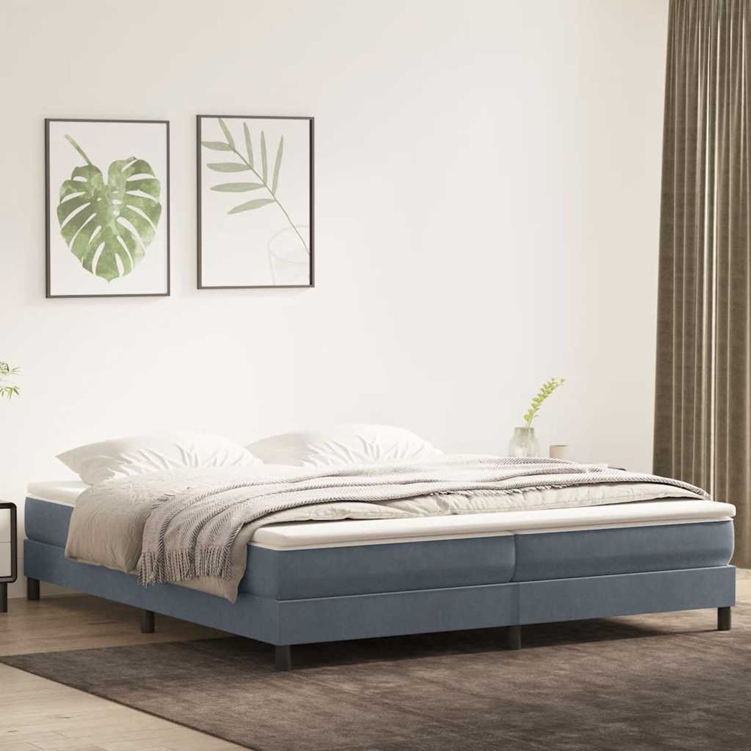 vidaXL Boxspringbett ohne Matratze Dunkelgrau 200x220 cm Samt 3315892 Bild 1