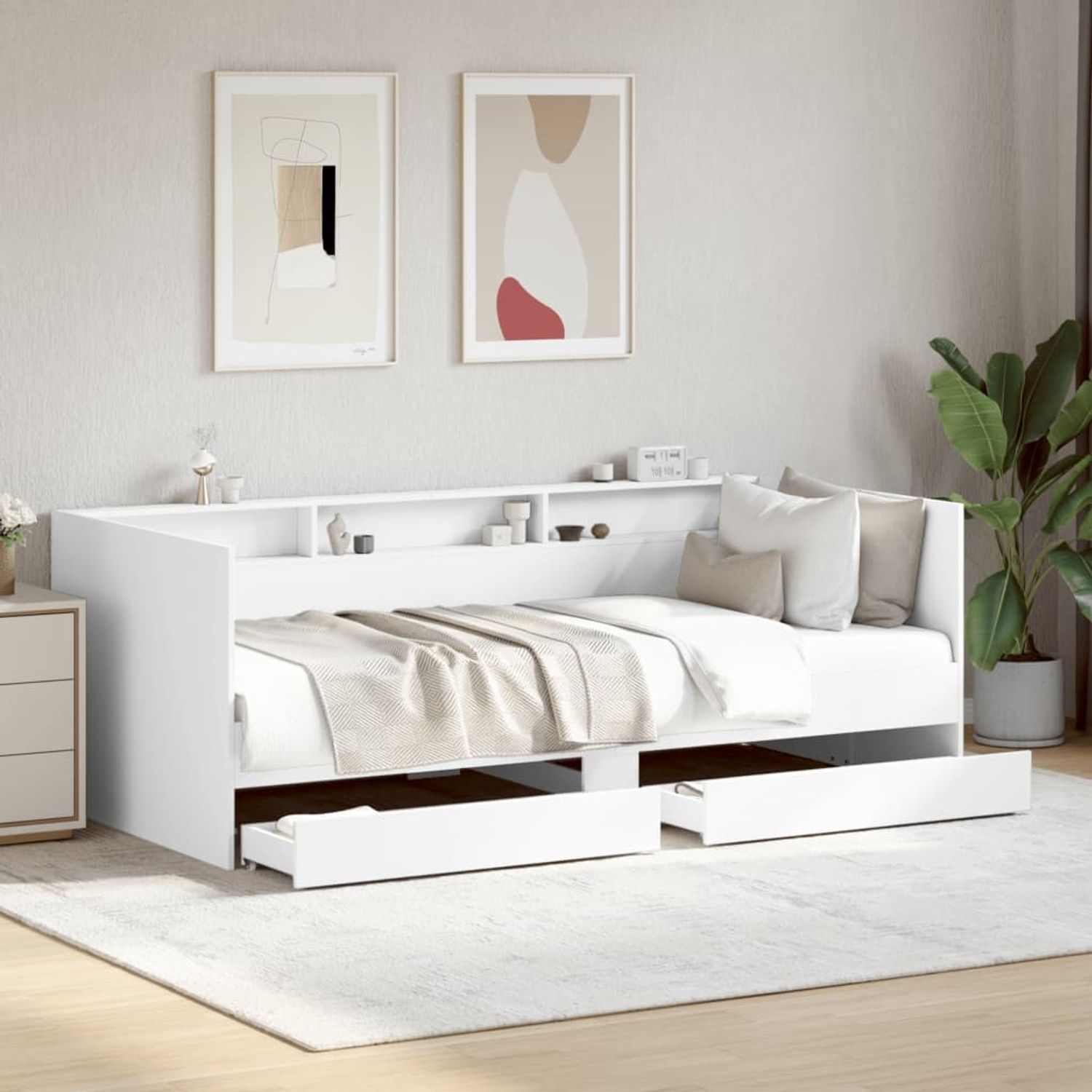 vidaXL Tagesbett mit Schubladen ohne Matratze Weiß 75x190 cm 3280860 Bild 1