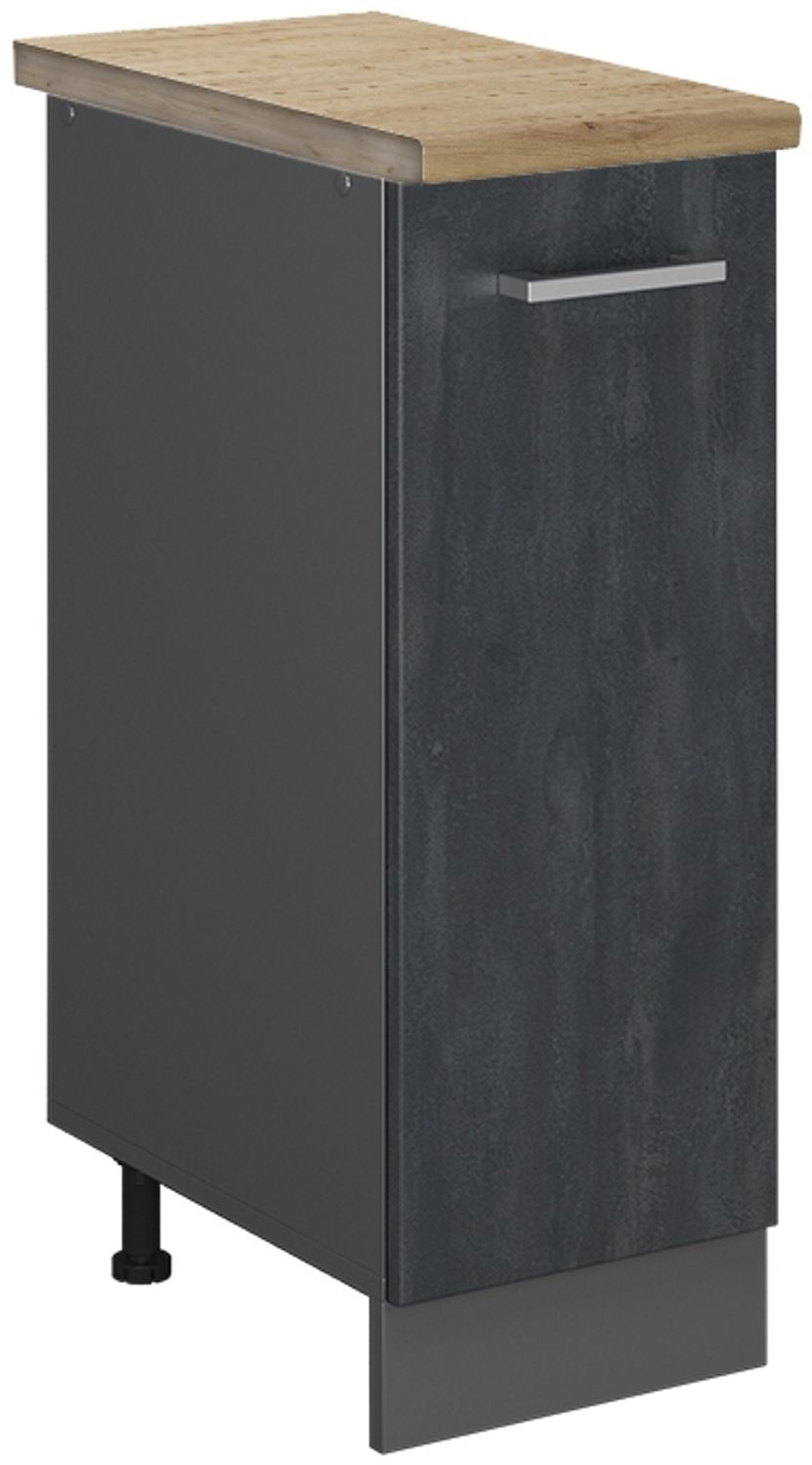 Apothekerschrank R-Line Schwarz Beton 30 cm AP Eiche Vicco Bild 1