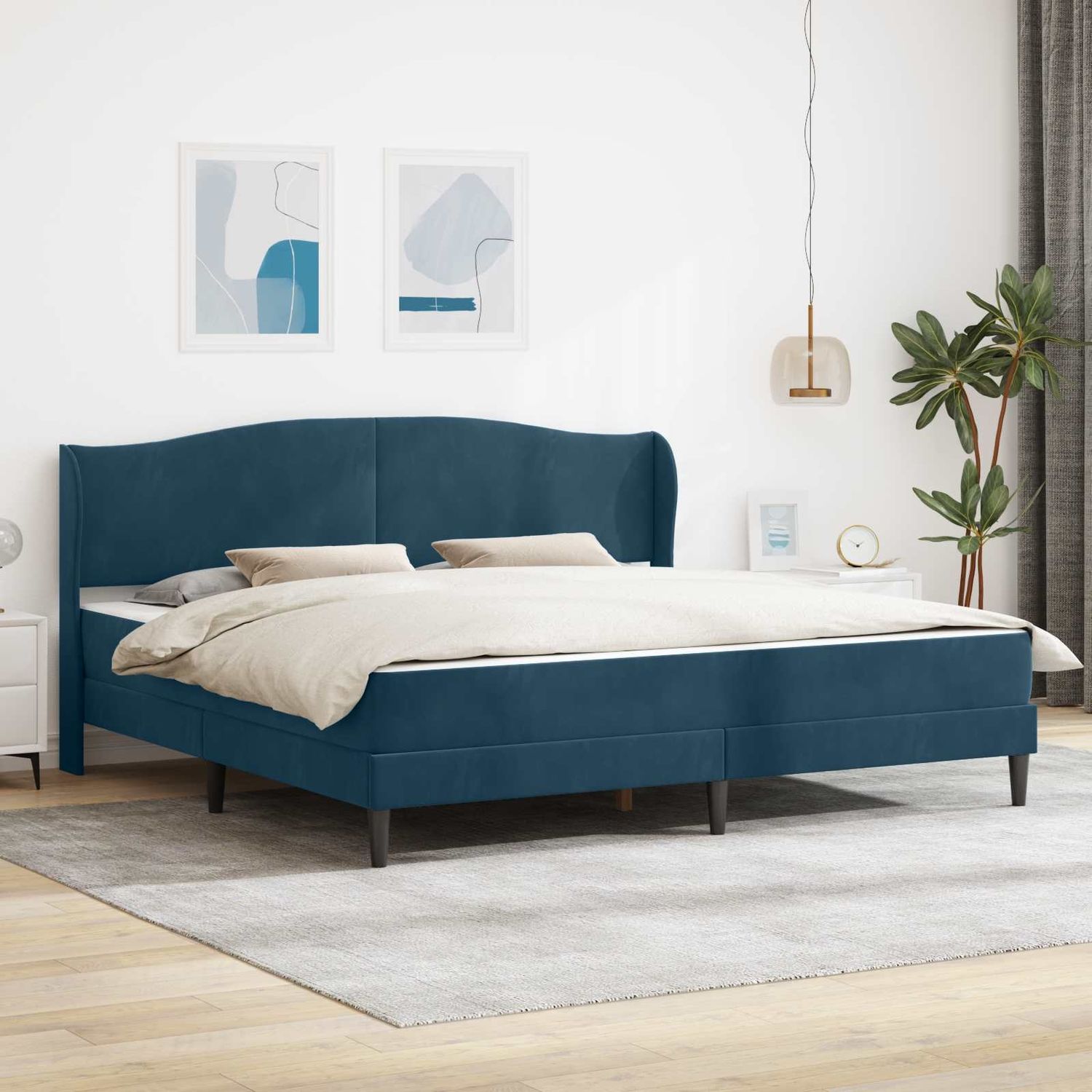 vidaXL Bettrahmen mit Kopfteil Blau 180 x 200 cm Samt 3415225 Bild 1