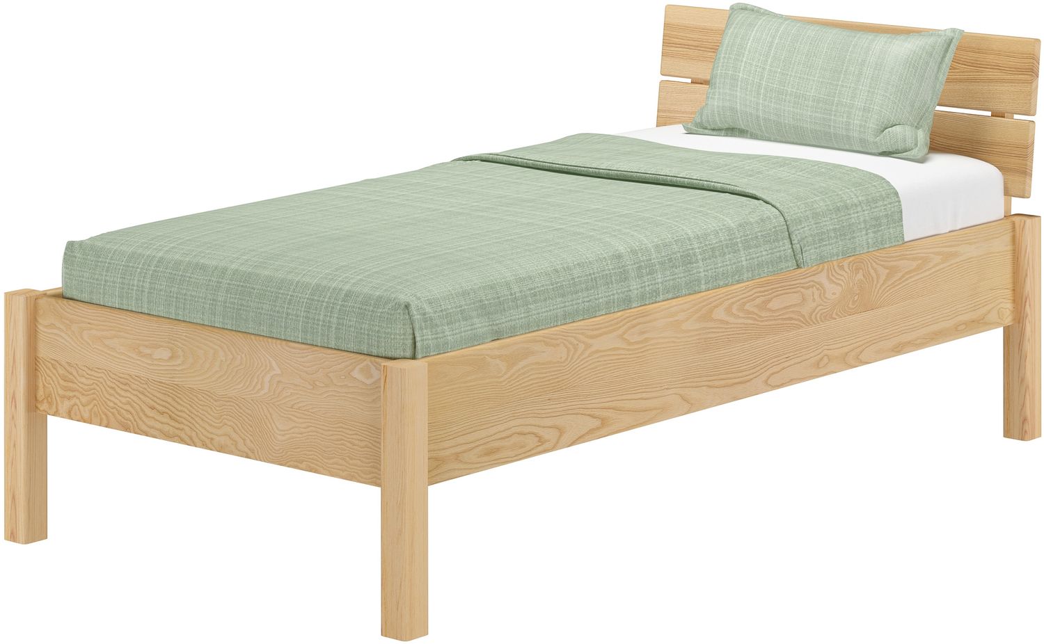 Metallfreies Einzelbett Eschenholz mit Rost 100x200 Holzbett V-60.90-10K50 cm x 7 x 7 Bild 1