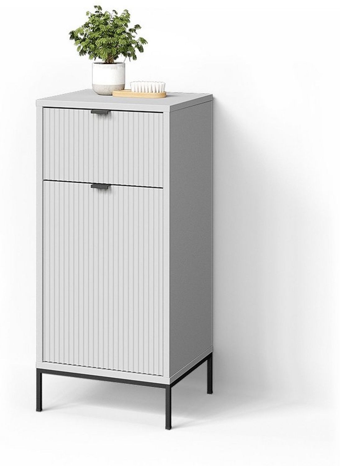 Livinity® Midischrank ATERNO, Weiß, 40 x 87 cm mit Tür und Schublade (1-St) Bild 1