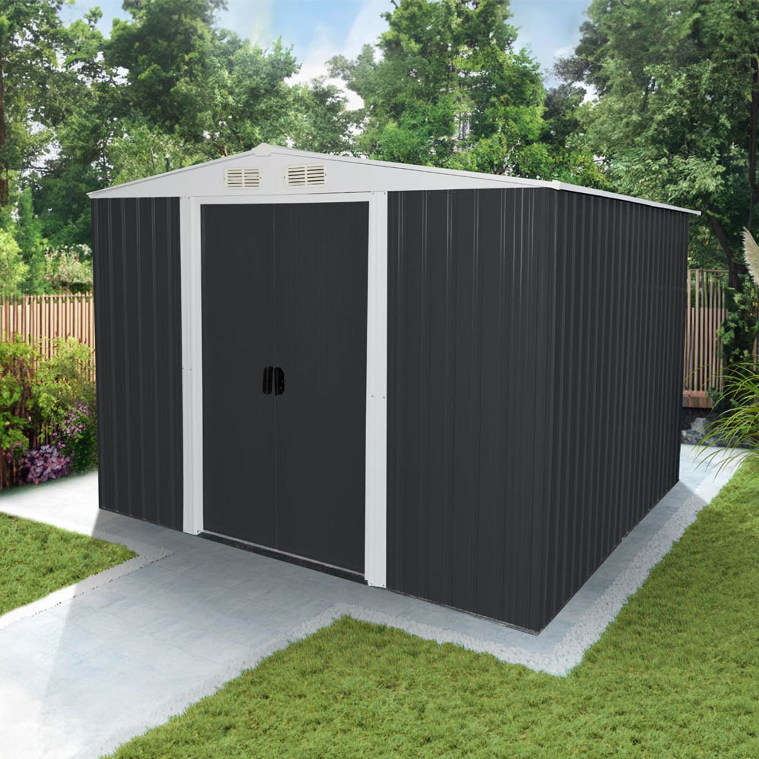 HOME DELUXE Geräteschuppen aus verzinktem Stahl BOHIO XXL - 257 x 313 cm Bild 1