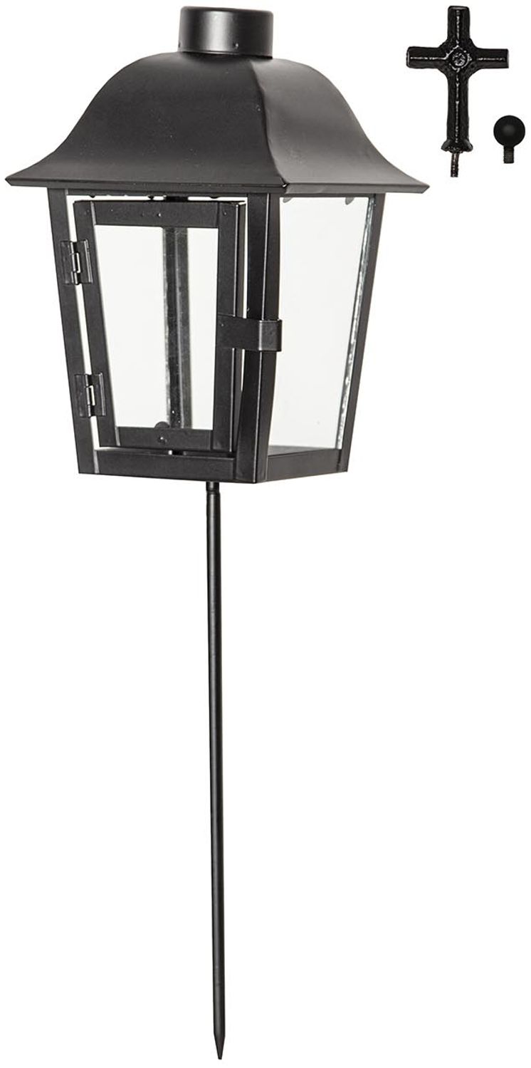 Grablaterne ,Serene', Metall und Glas, schwarz, ohne Kerze, H 45cm Bild 1