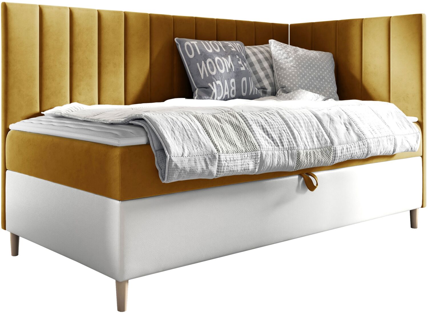 Boxspringbett Chapeni 'Junior 3' gelb 90x200 cm Rechts Bild 1