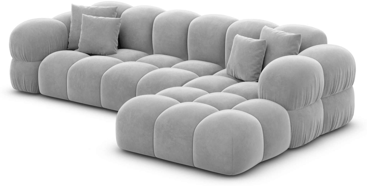 Samtstoff Ecksofa Monteverde L Form - Samtstoff - hellgrau - Rechts Bild 1