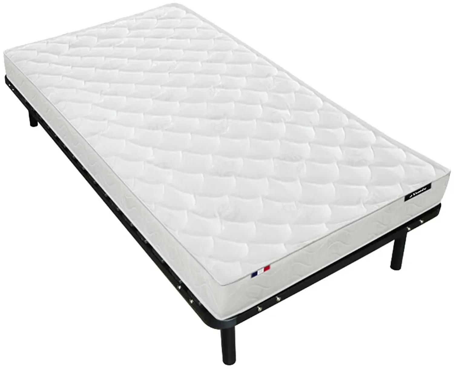 Vente-unique - ZEUS Mattress and bed base set MetallStoffStoff Schwarz - B 90 cm88 cm3,8 cm x H 15 cm5 cm25 cm x L 200 cm198 cm3,8 cm Bild 1