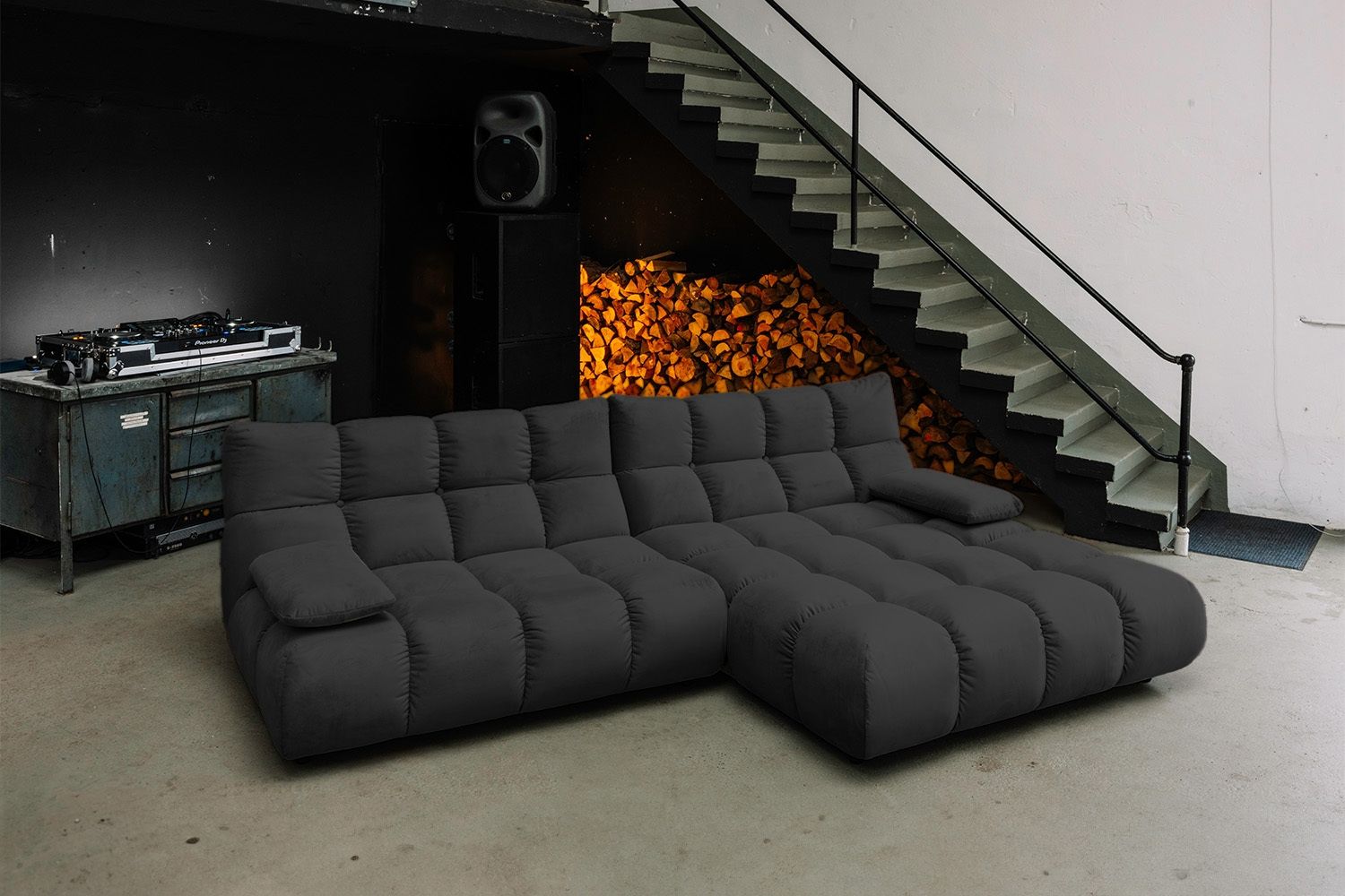 KAWOLA Sofa VIVIEN Ecksofa Velvet schwarz Longchair rechts 85 x 178 x 290 cm Bild 1