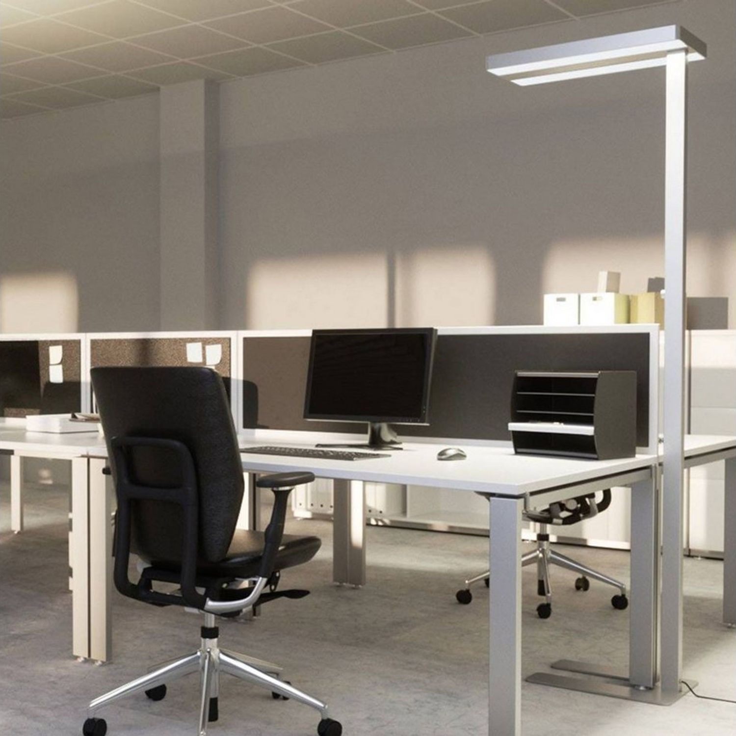 Arcchio Stehlampe Logan Neo, LED, Metall, Alu universalweiß IP20, 2 x 40 W LED, universalweiß Bild 1