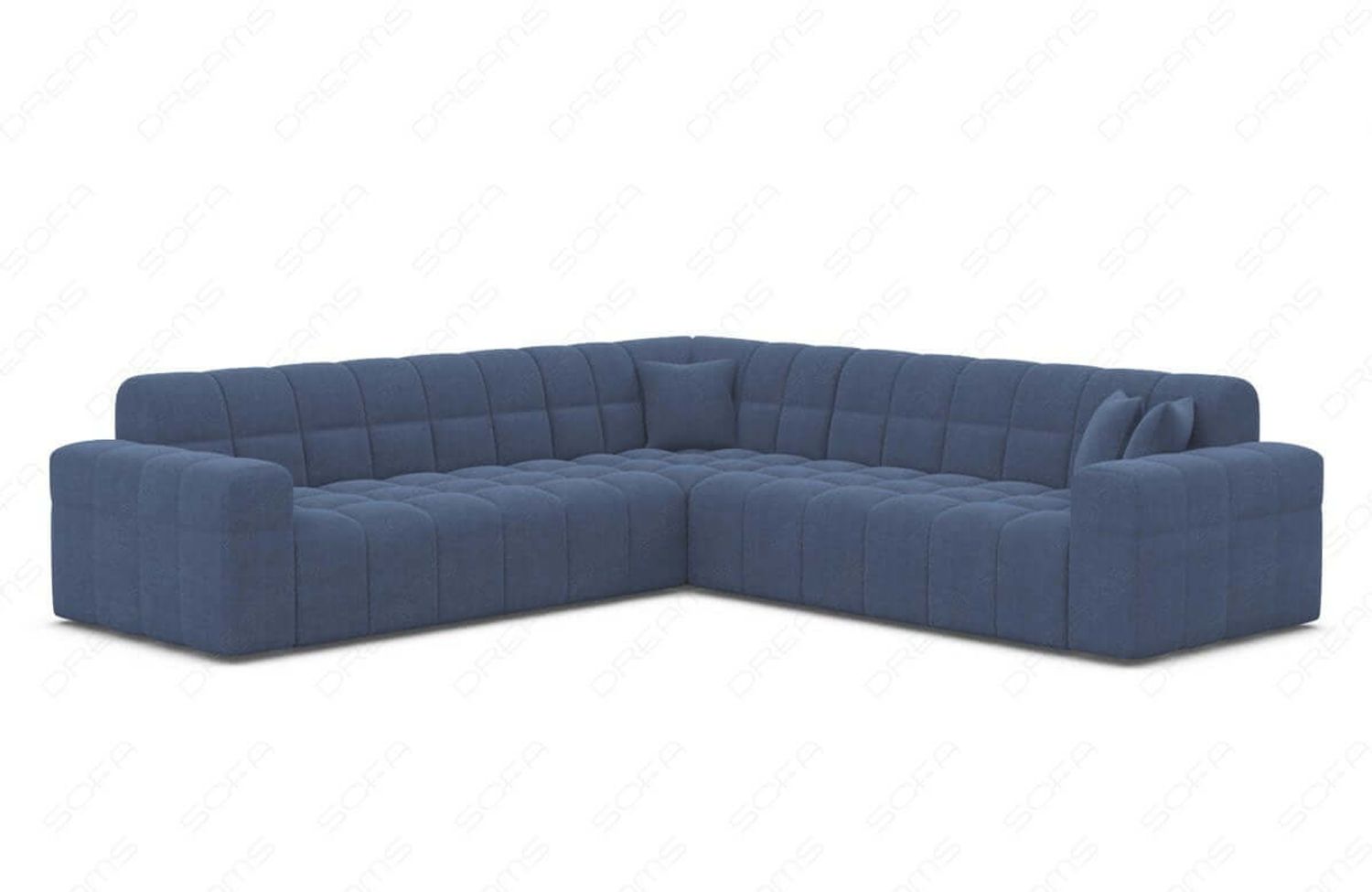 Couch Ibiza L Form in Samtstoff - Strukturstoff - blau Bild 1