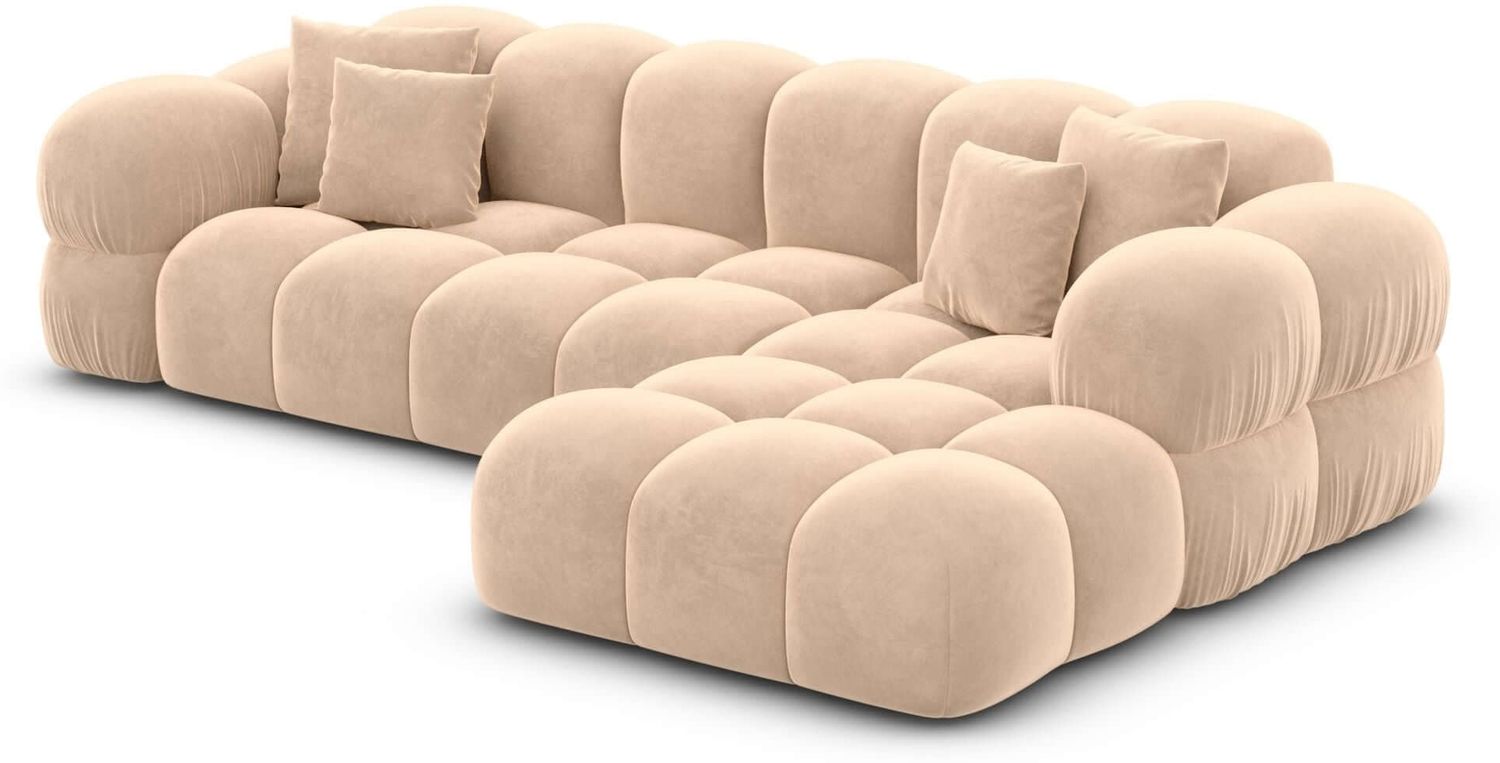 Samtstoff Ecksofa Monteverde L Form - Samtstoff - beige - Rechts Bild 1