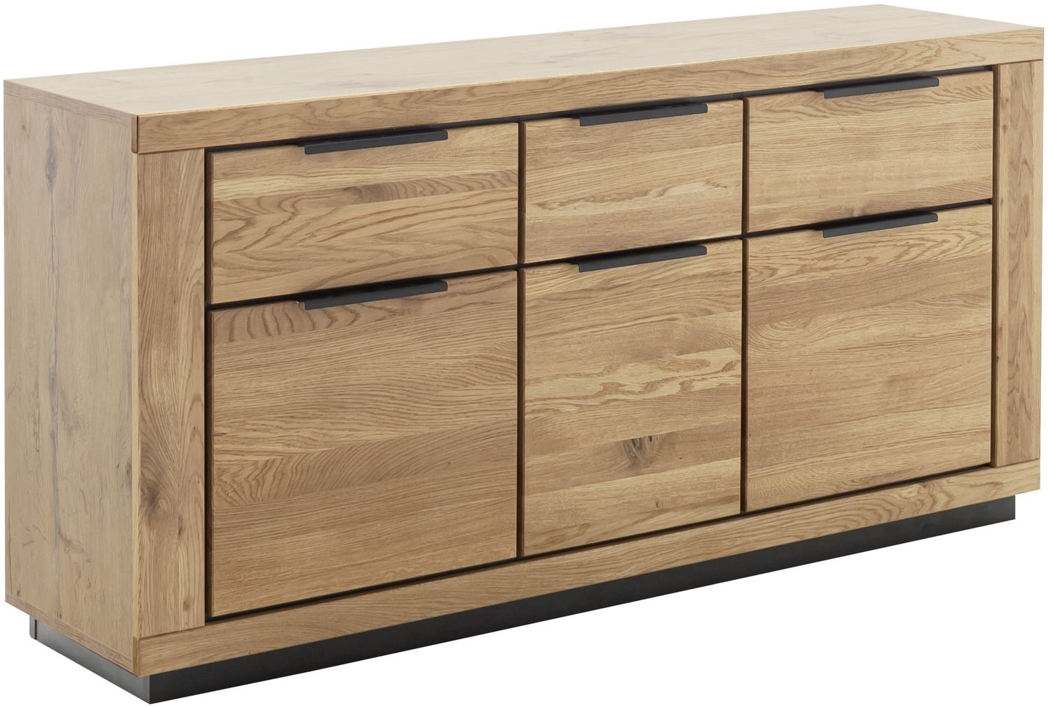 Sideboard >GRENO< in natur geölt, Wildeiche teilmassiv - 163x80x40cm (BxHxT) Bild 1