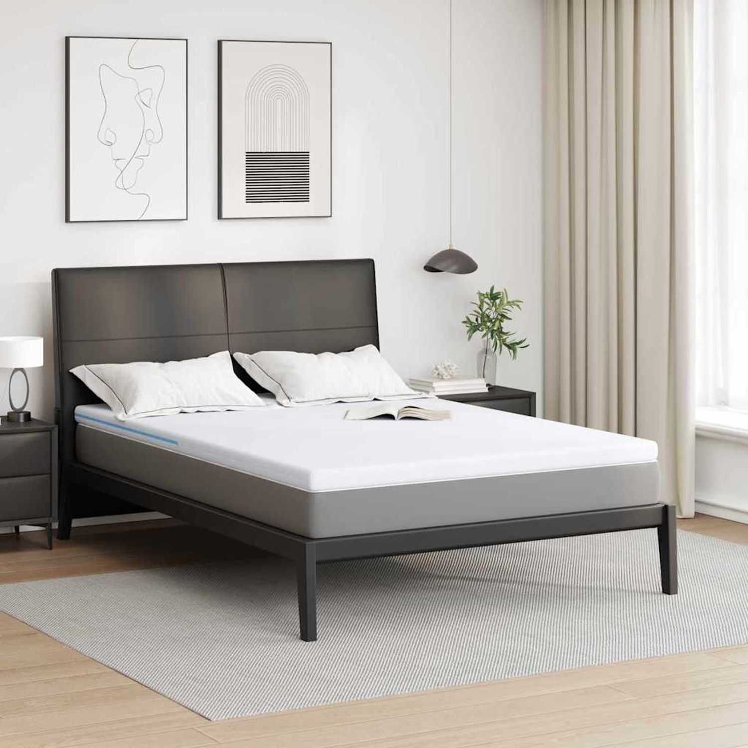 vidaXL Matratzenauflage Weiß 160 x 200 cm Jacquard-Stoff 4106283 Bild 1