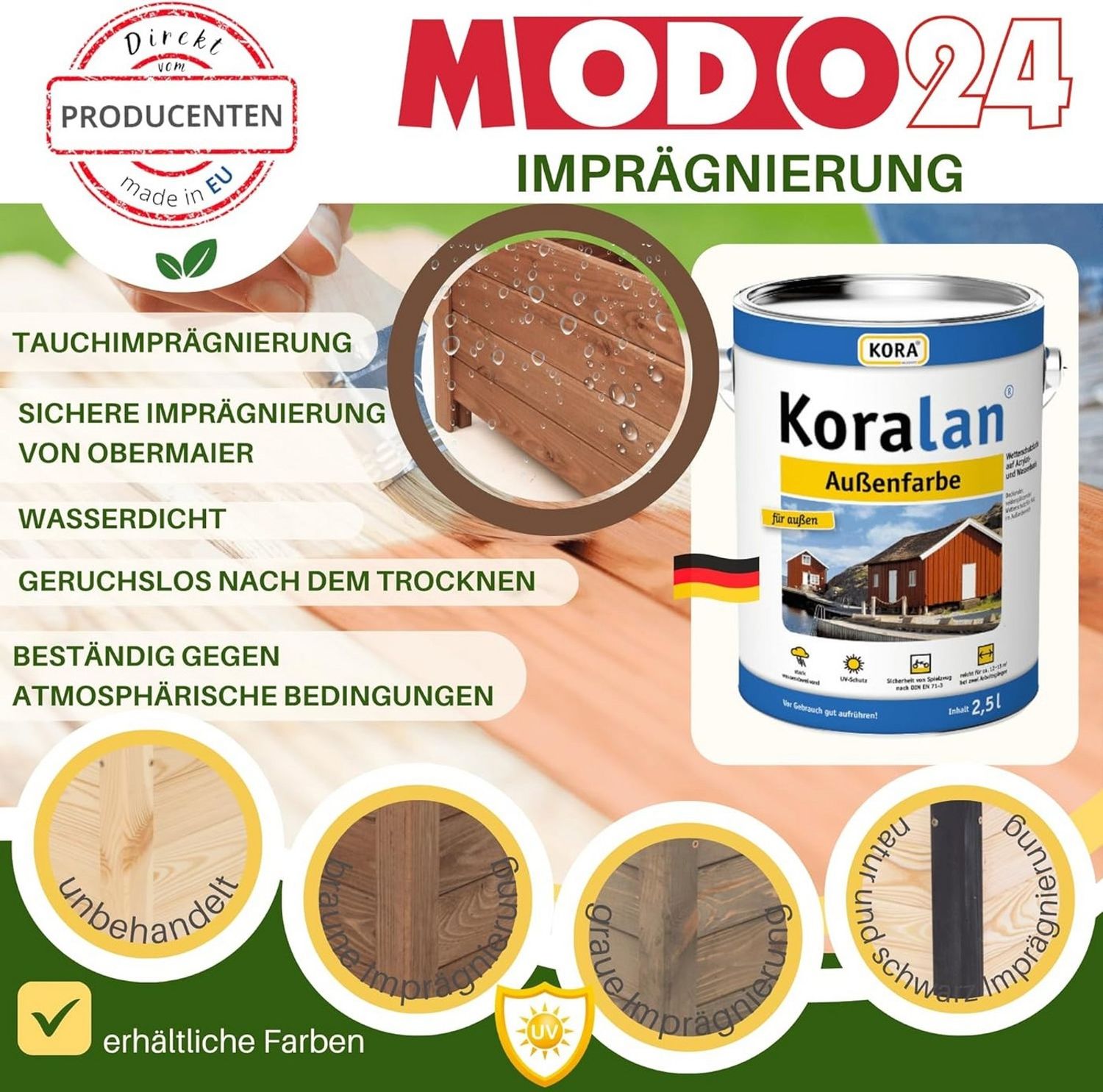 Modo24 Blumenkasten aus Kiefernholz, Pflanzkübel Holz, Hochbeet Blumentopf, Balkonkasten, Blumenkübel Outdoor Holzkiste Garten Terrasse, Imprägniert Wetterfest Bild 1
