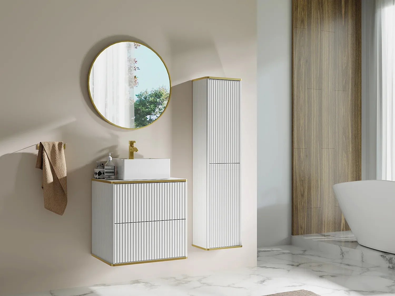 Vente-unique - KELIZA Bathroom furniture set Holz, Platte Weiß - B 47 cm x H 54 cm x L 60 cm Bild 1