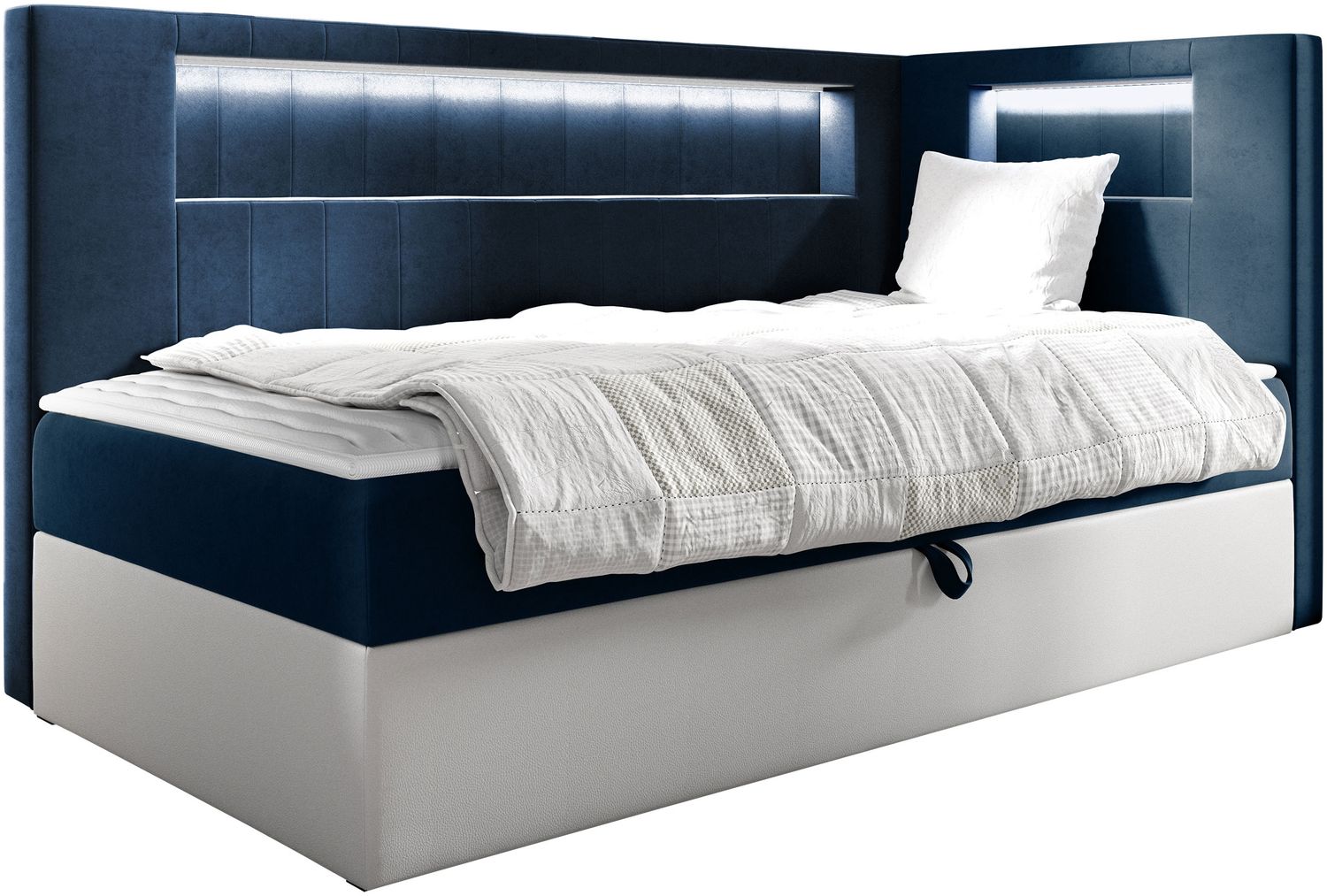 Boxspringbett 'Gladino Junior 3' blau 80x200 cm Rechts Bild 1