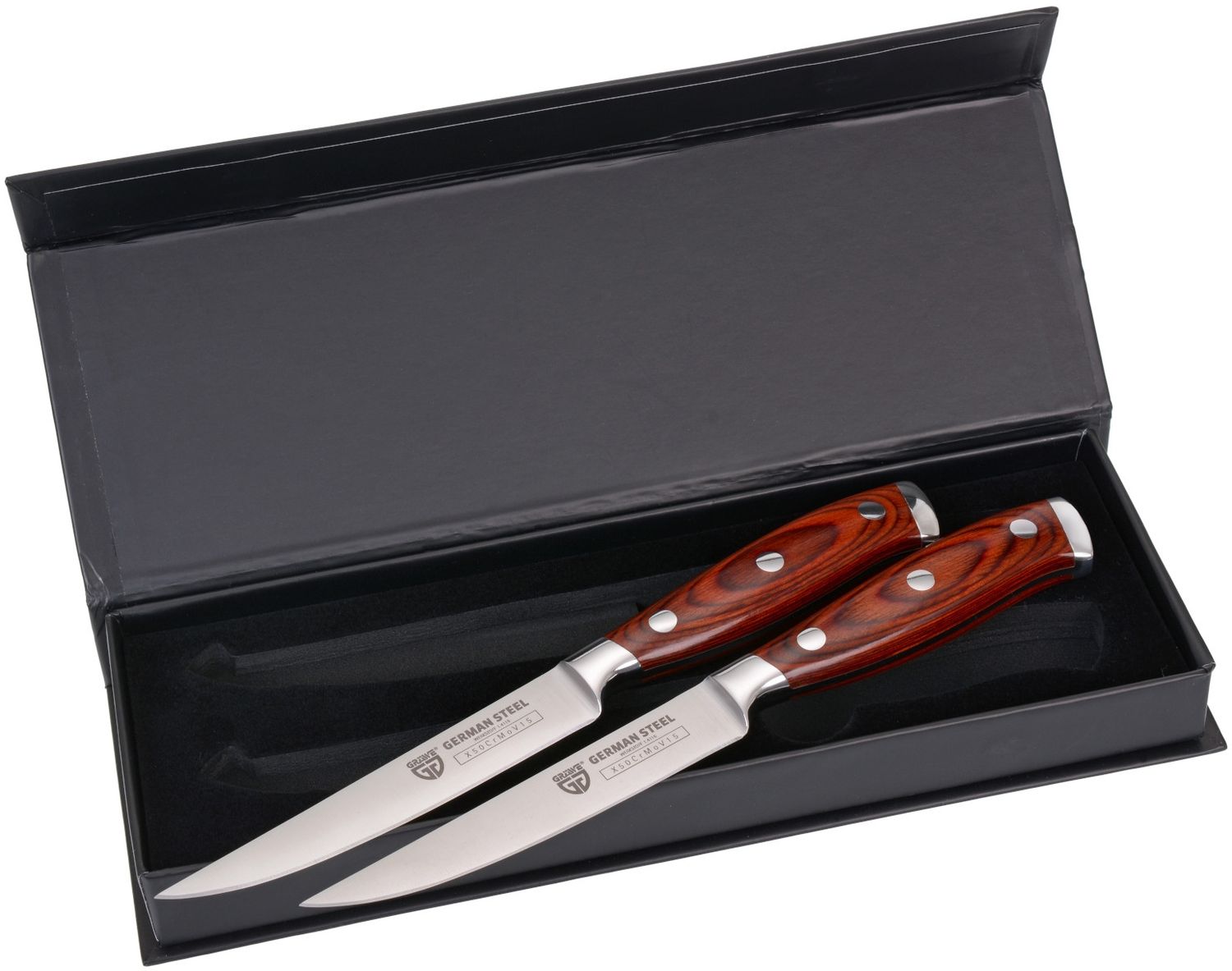 GRÄWE Steakmesser-Set, 2 Stück, Stahl / Holz braun, 11,5 cm Bild 1