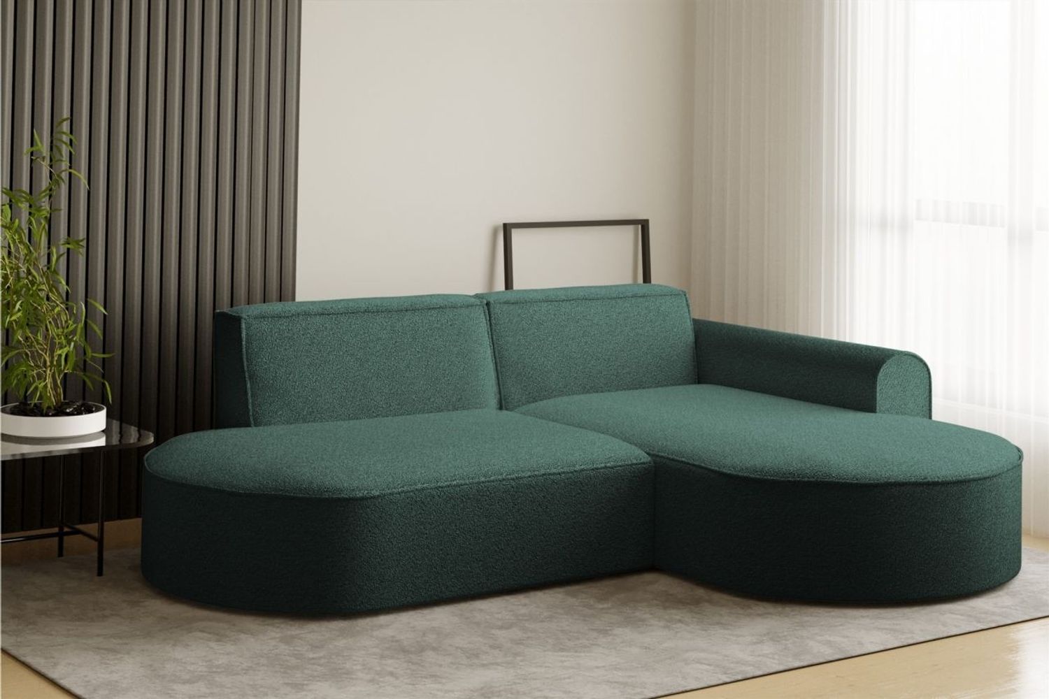 Ecksofa Designersofa BONDY in Stoff Ascot Petrol Ottomane Rechts Bild 1