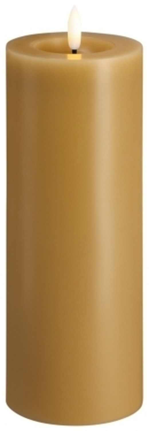 Moods & More LED-Blockkerze in Honey Mustard mit Schmelzeffekt – Ø 7 4 cm x H 20 cm Bild 1
