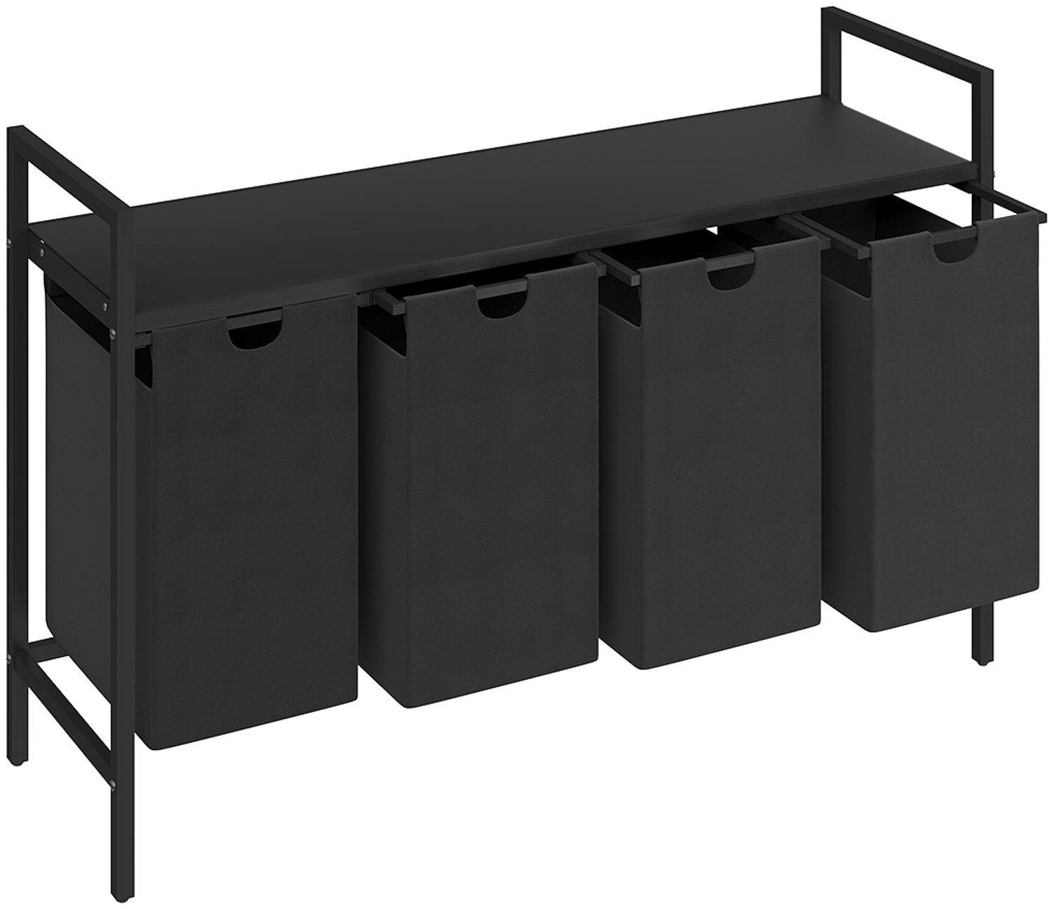 STEELSØN 'Rigil' Wäschesammler, schwarz, Wäschekorb inkl. 4 Wäschesäcke je 40 Liter aus Oxford-Gewebe, ausziehbar, Wäschebox mit MDF-Ablagefläche Bild 1