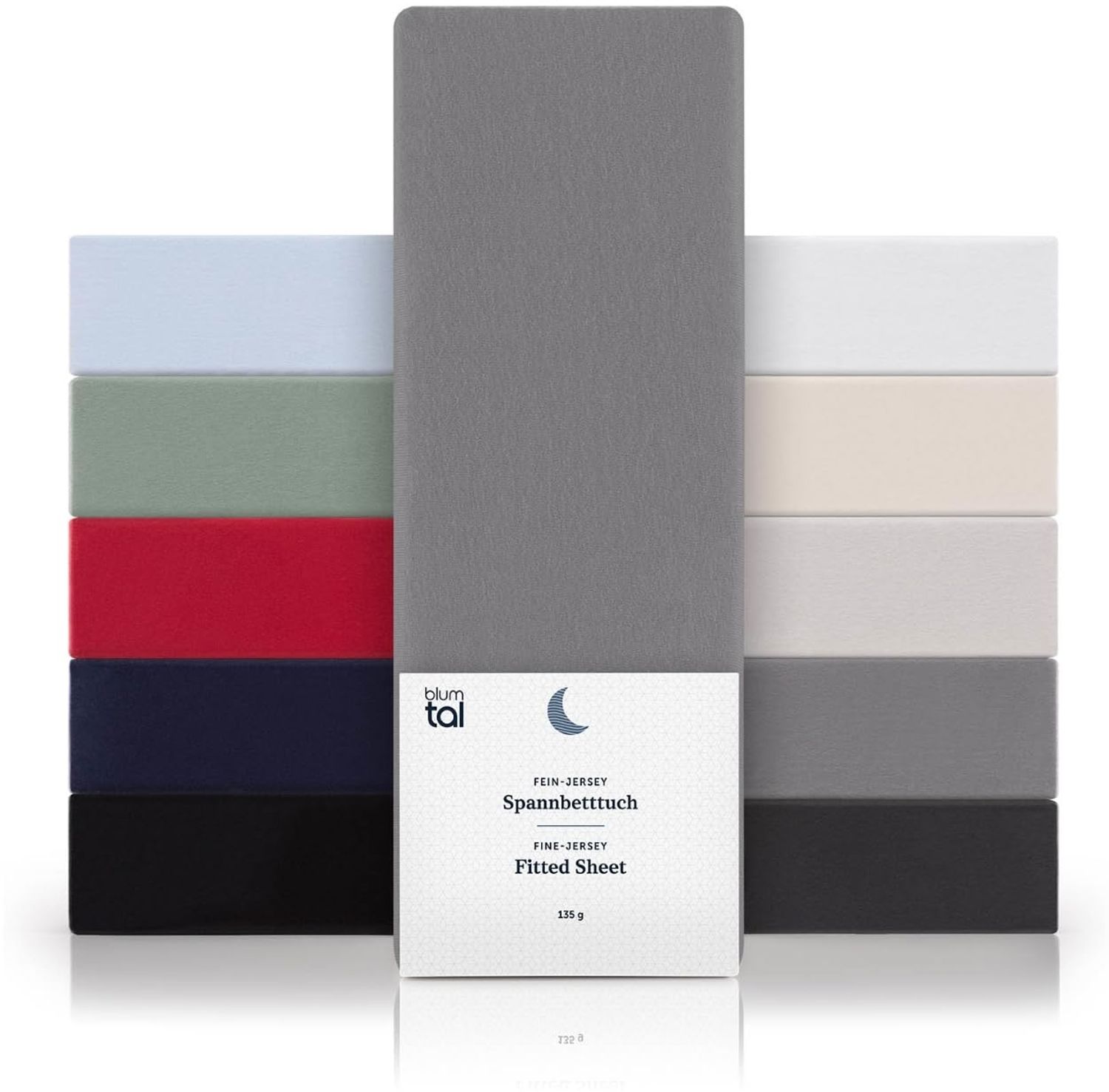 Blumtal® Spannbettlaken für Topper 200x200 cm Basics Jersey - Bettlaken 200x200 cm aus 100% Baumwolle - Oeko-TEX zertifiziertes Spannbetttuch 200x200 cm - Topper Spannbettlaken - Betttuch - Grau Bild 1