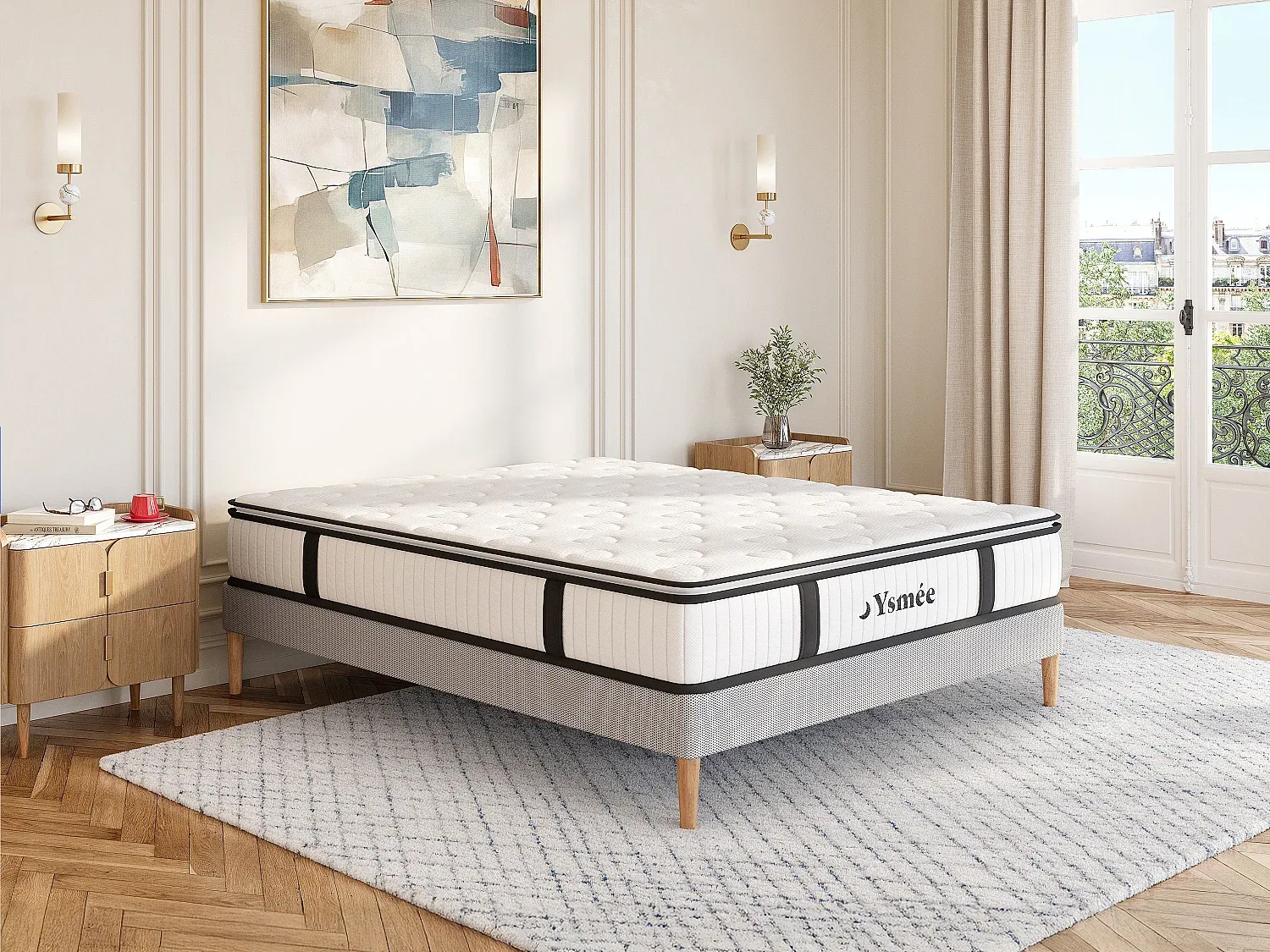 Vente-unique - Taschenfederkernmatratze 180 x 200 cm - mit integriertem Topper - 1 Zone - Härtegrad 3 - Stärke 28 cm - AMERICAN DREAM von YSMÉE Bild 1