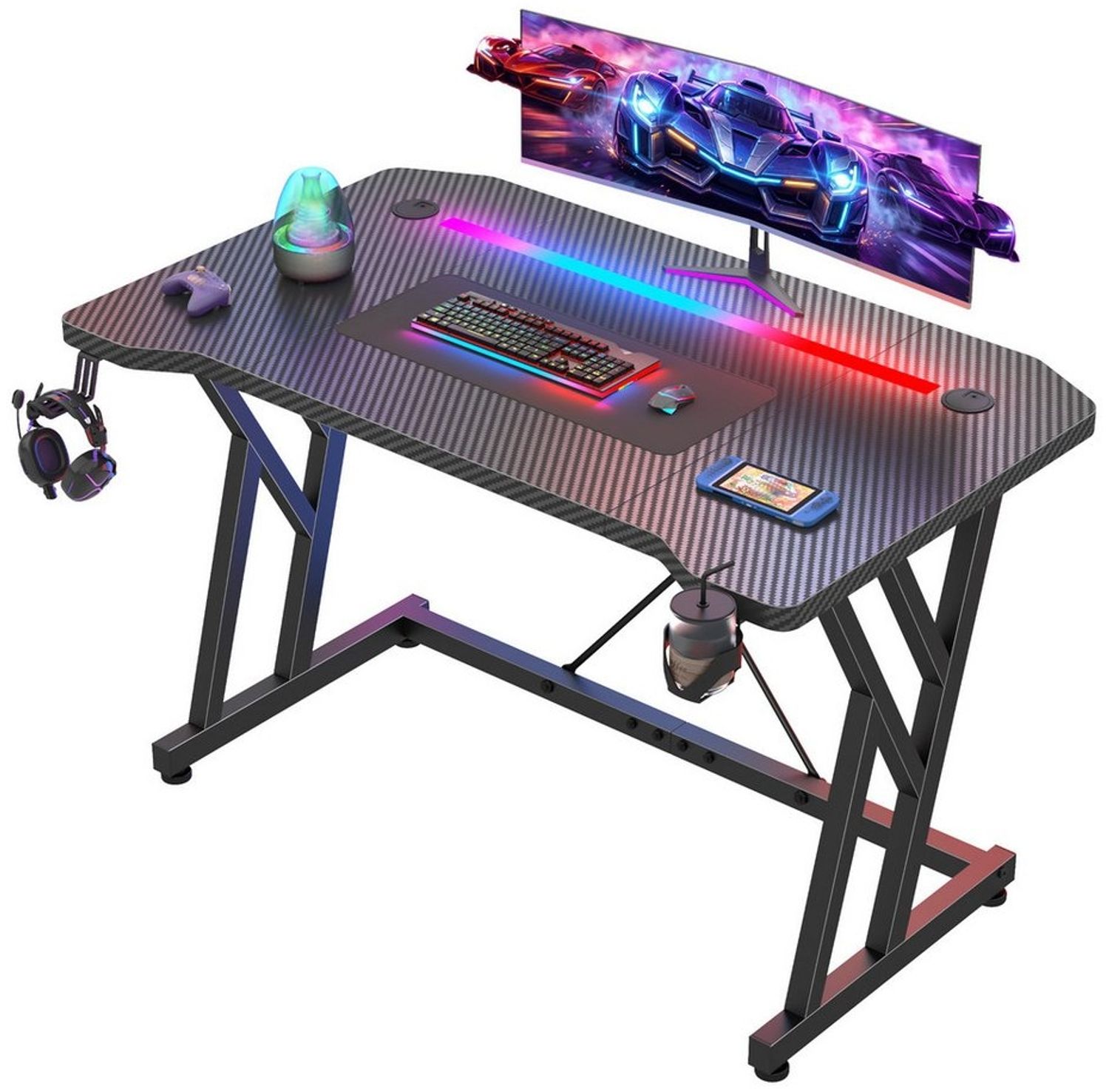 Klyvvo Schreibtisch Gaming Schreibtisch, Computertisch mit RGB LED Beleuchtung (1-St), Computer Tisch Gamingtisch Bild 1