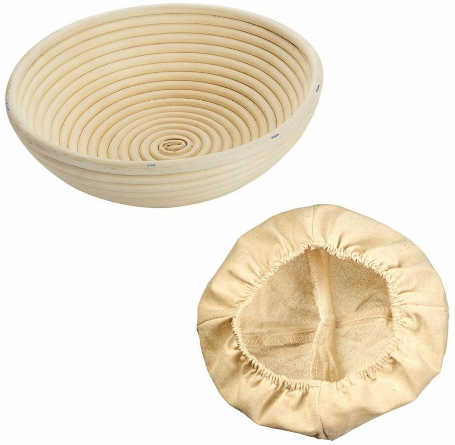 Westmark Gärköbchen-Set, 2tlg, Gärkörbchen rund + Bezug, Peddigrohr/Baumwolle, Hellbeige/Beige, 3206227B Bild 1