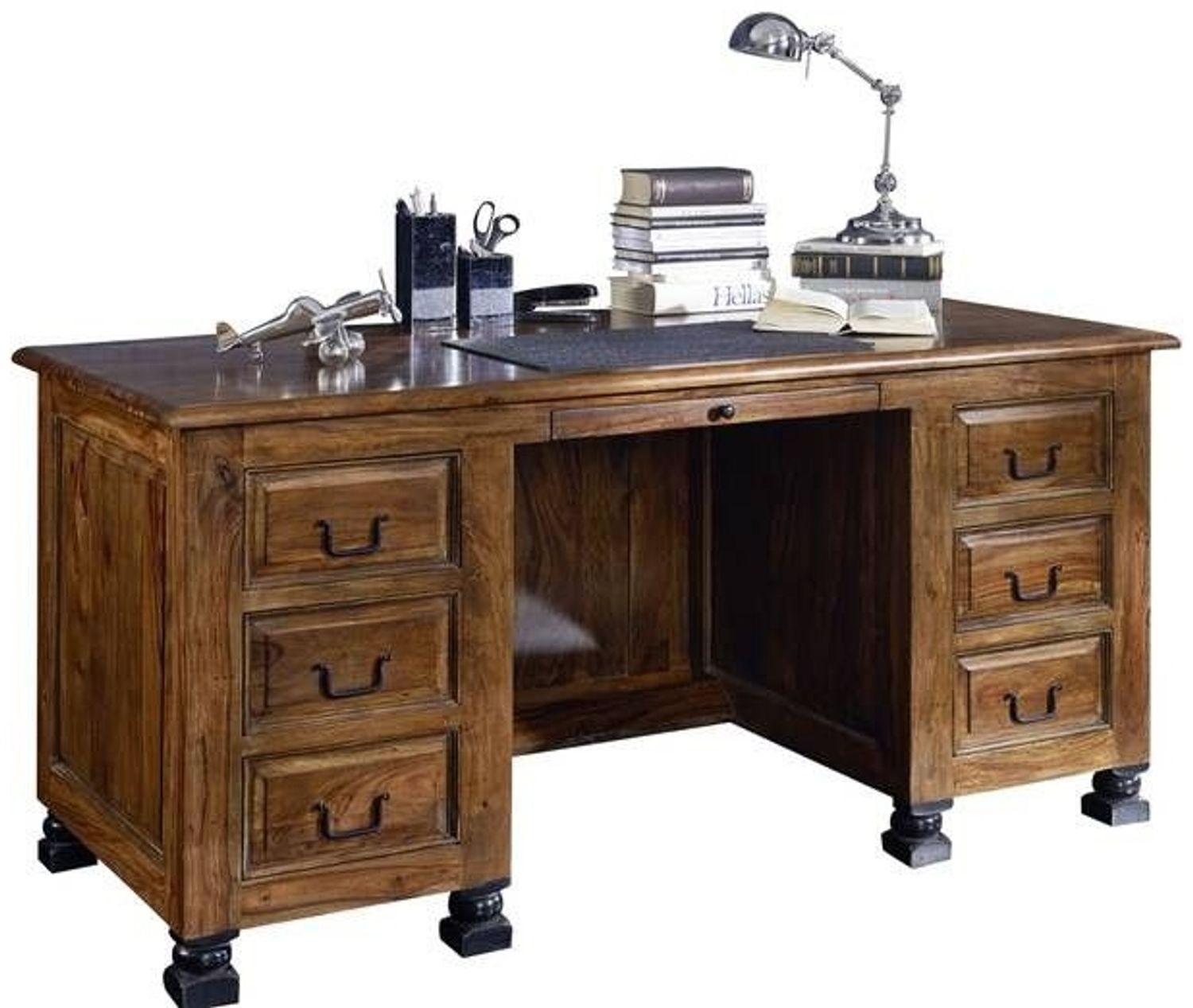 Schreibtisch Sheesham 150x70x75 braun lackiert NEW BOSTON #206 Bild 1